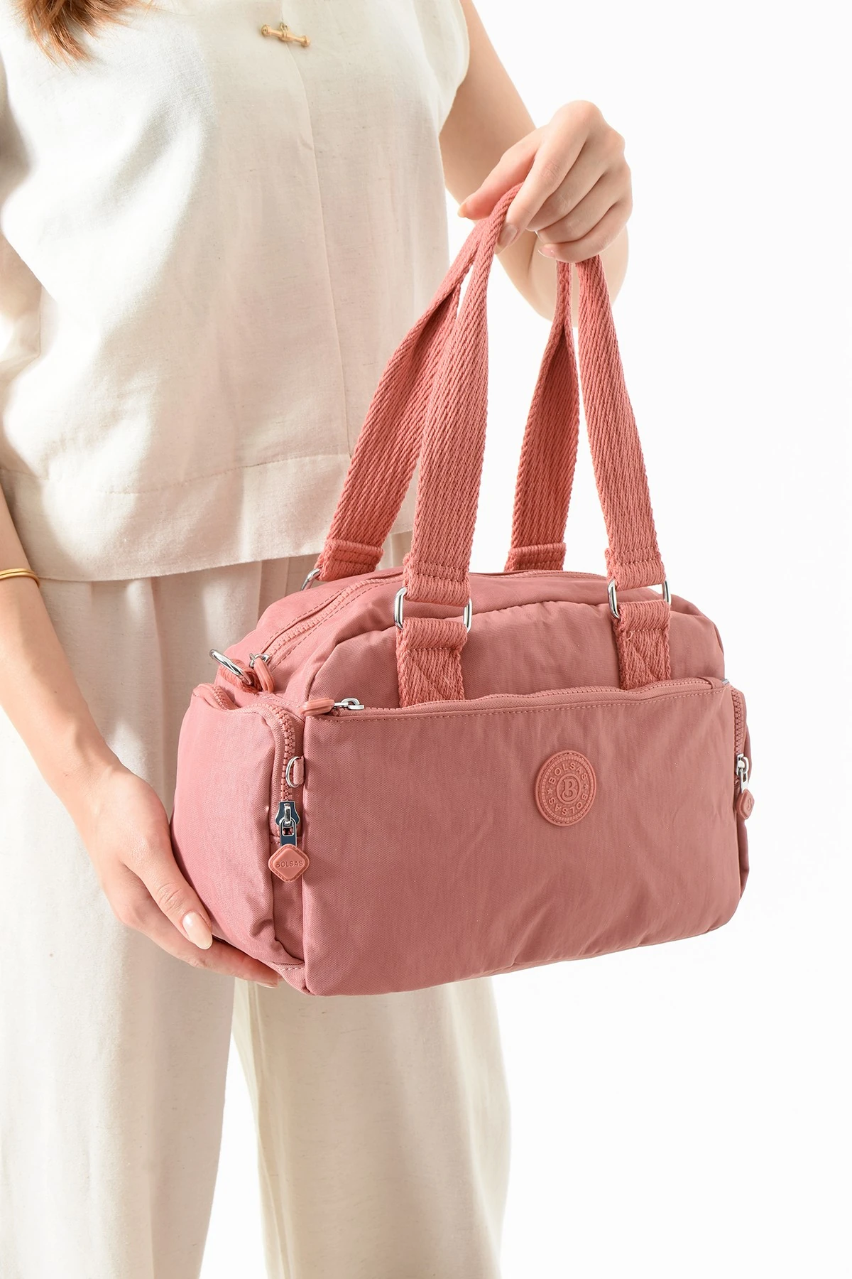 Kadın Su Geçirmez El ve Omuz Çantası – İthal Krinkıl Kumaş – Ayarlanabilir Çapraz Askılı