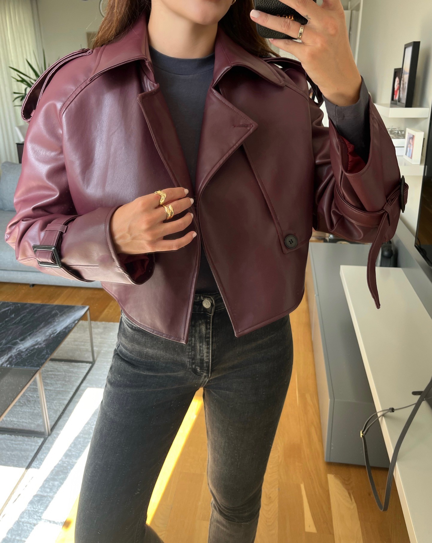 Premium Bordo Deri Ceket 