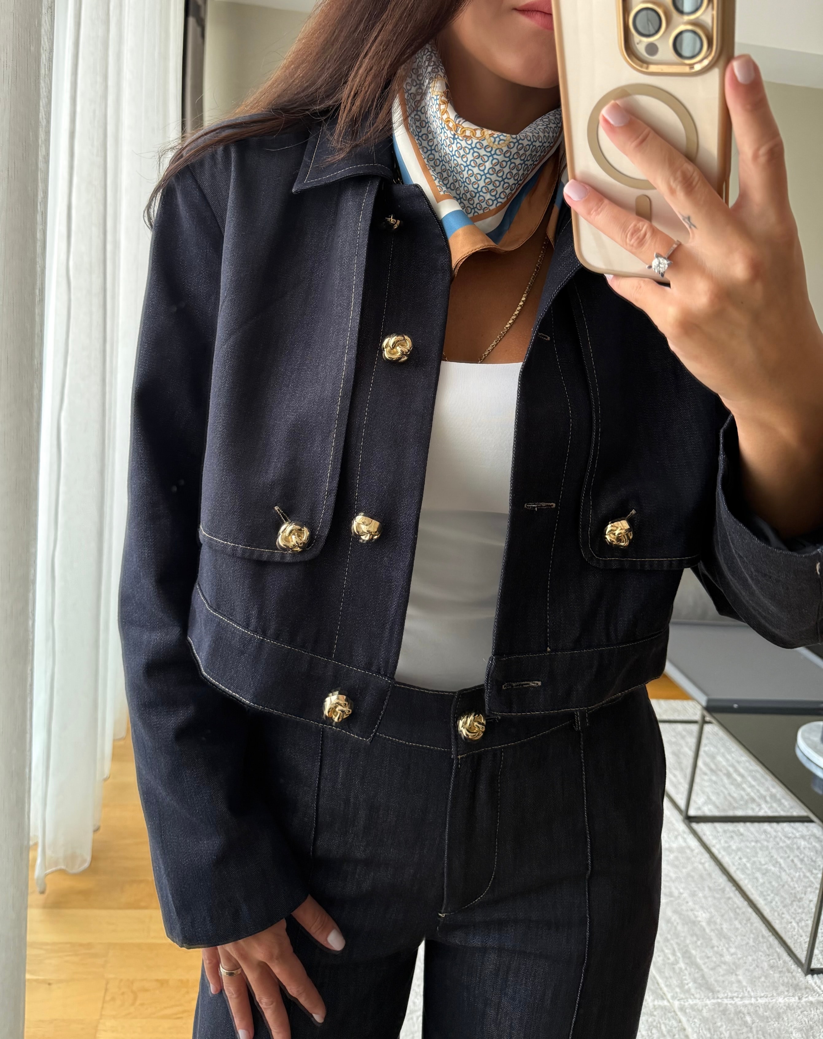 Denim Vatkalı Ceket Pantolon Takım 