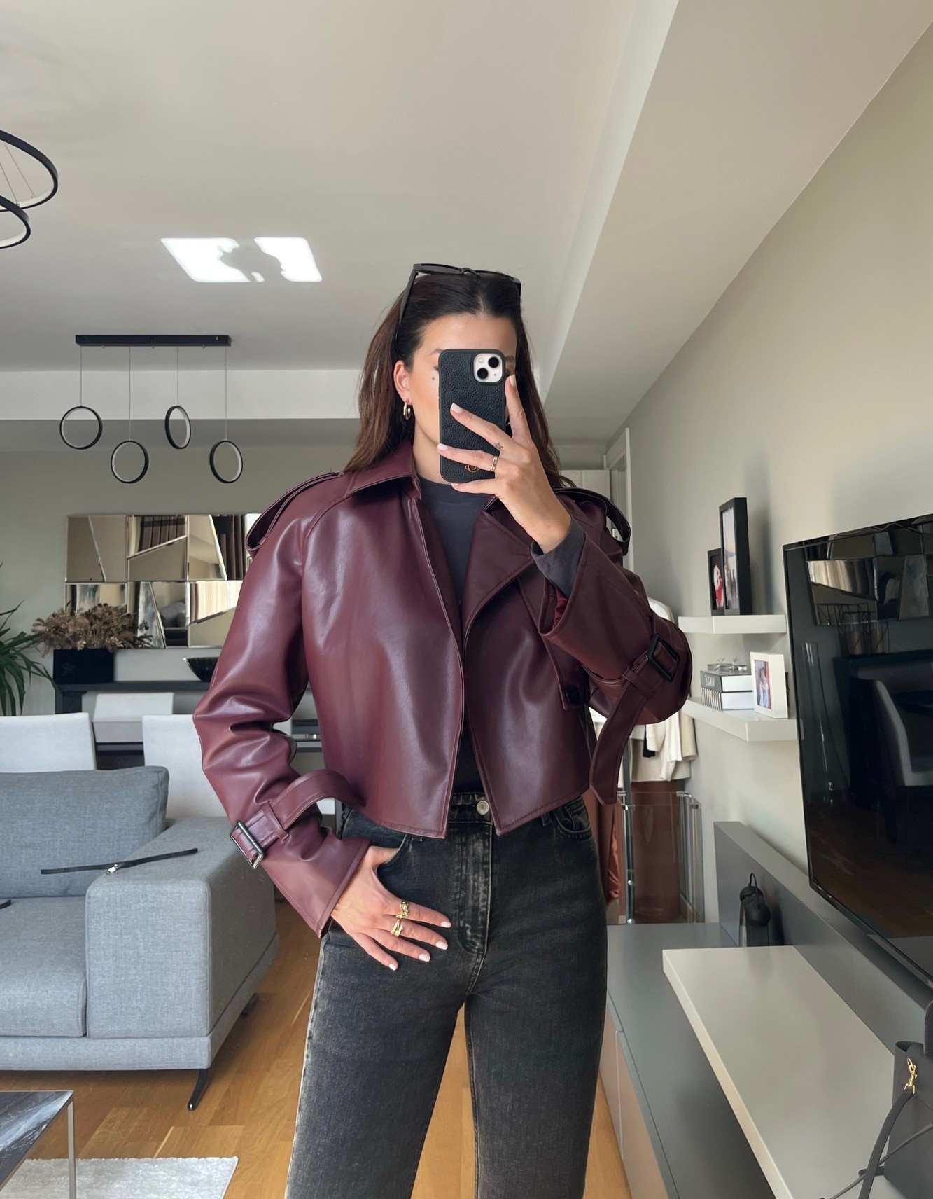 Premium Bordo Deri Ceket 