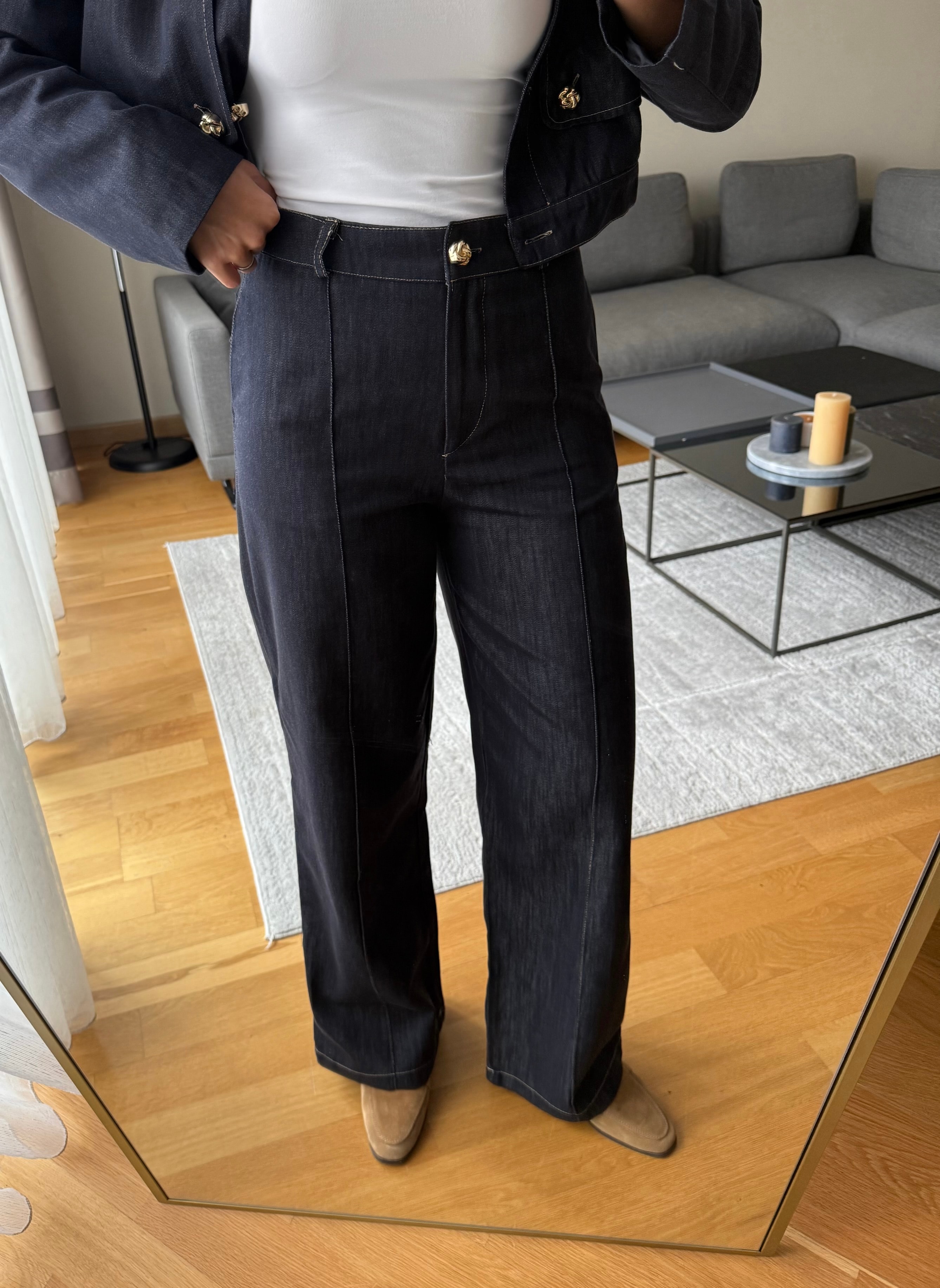 Denim Vatkalı Ceket Pantolon Takım 