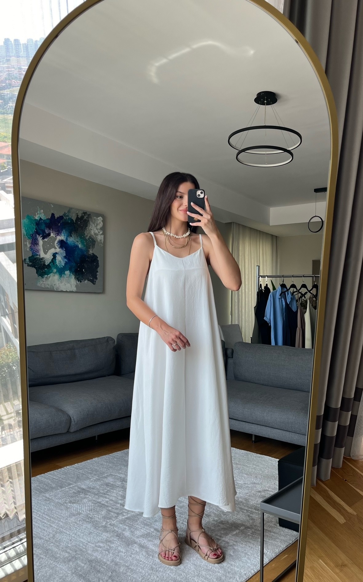 İp Askılı Elbise  - BEYAZ