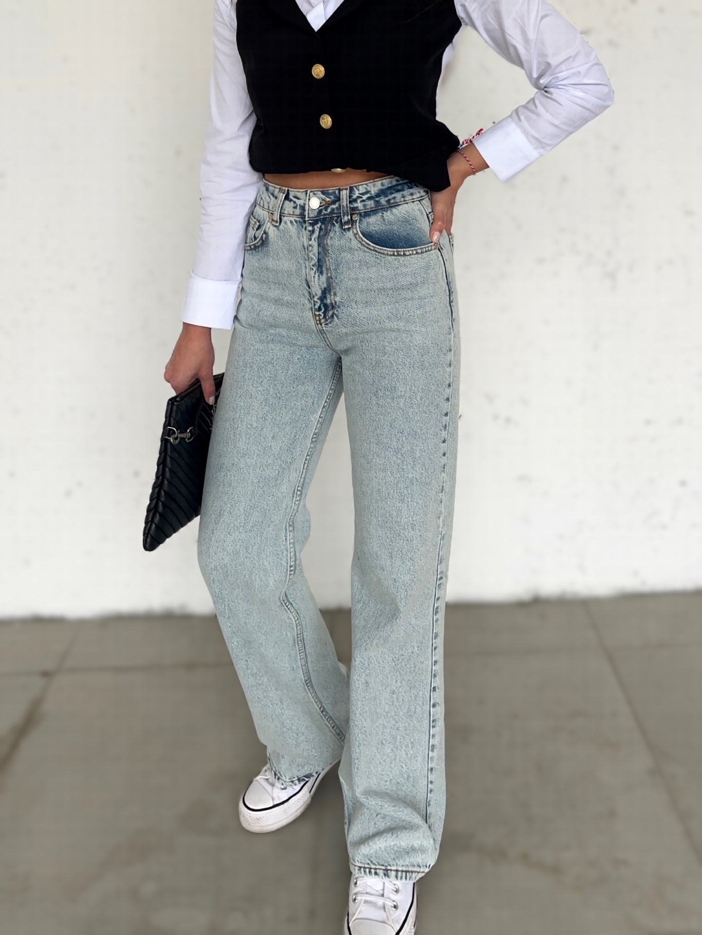 Açık Mavi Yüksek Bel Wide Leg Jean 