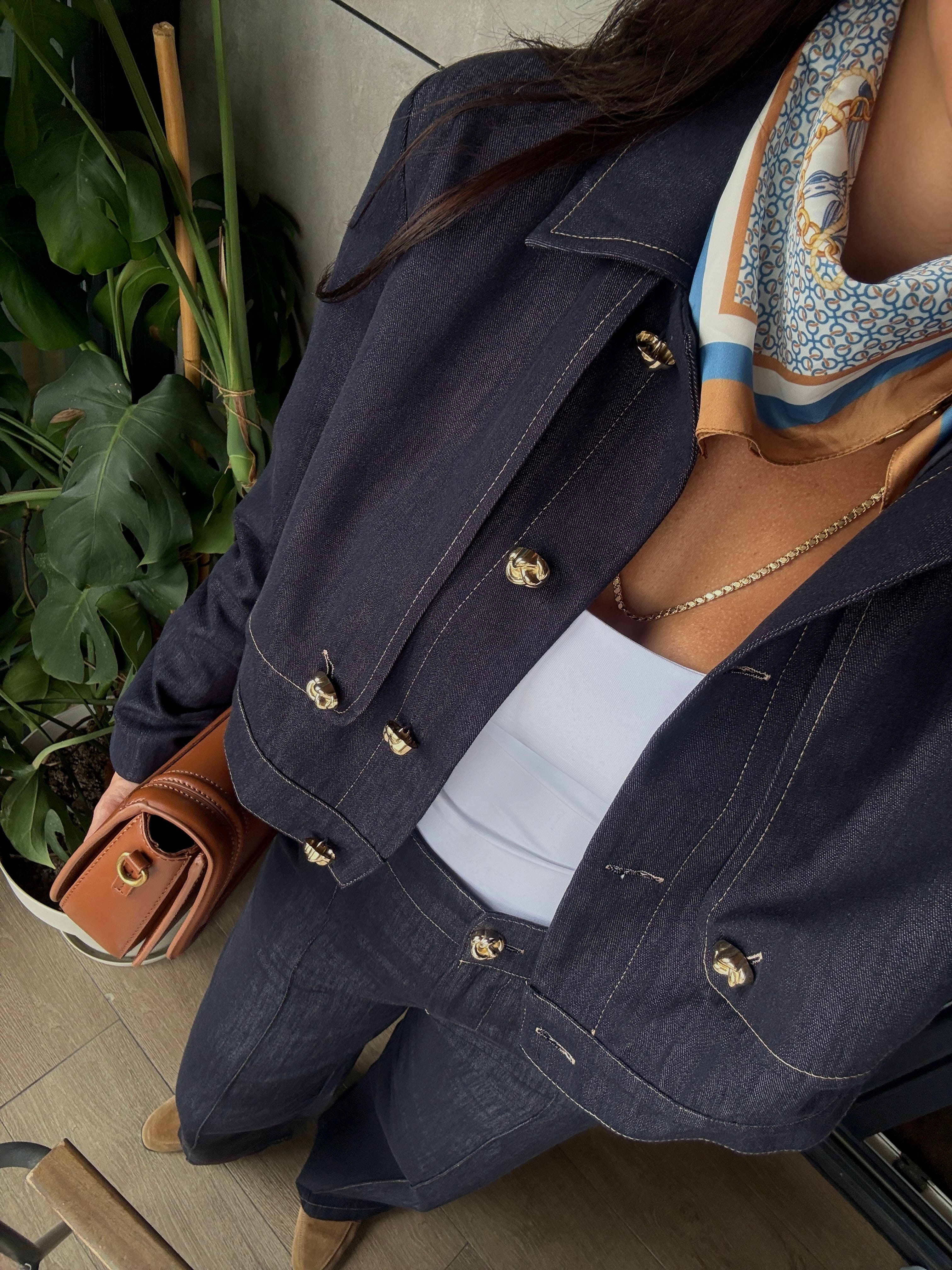 Denim Vatkalı Ceket Pantolon Takım 