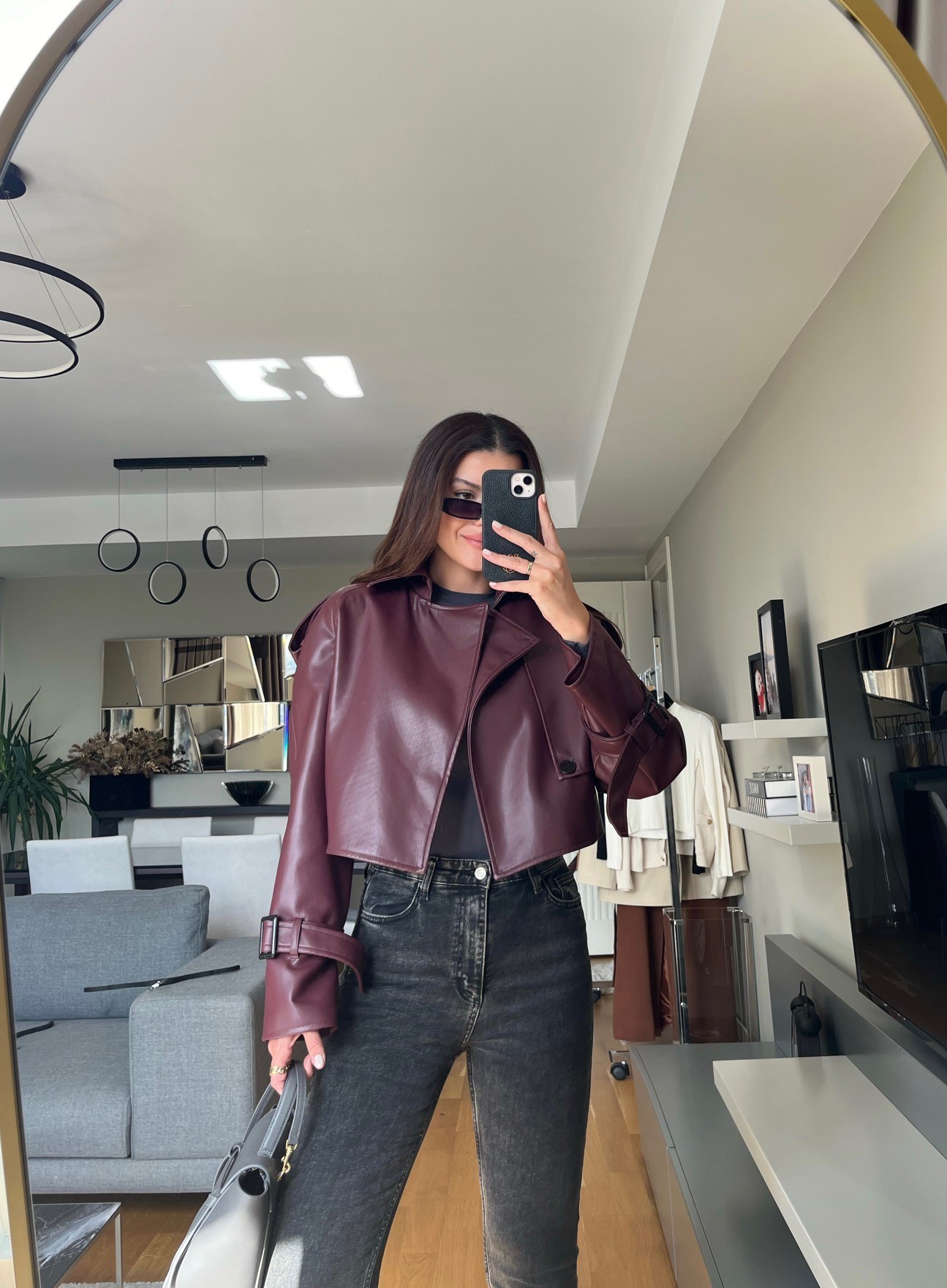 Premium Bordo Deri Ceket 