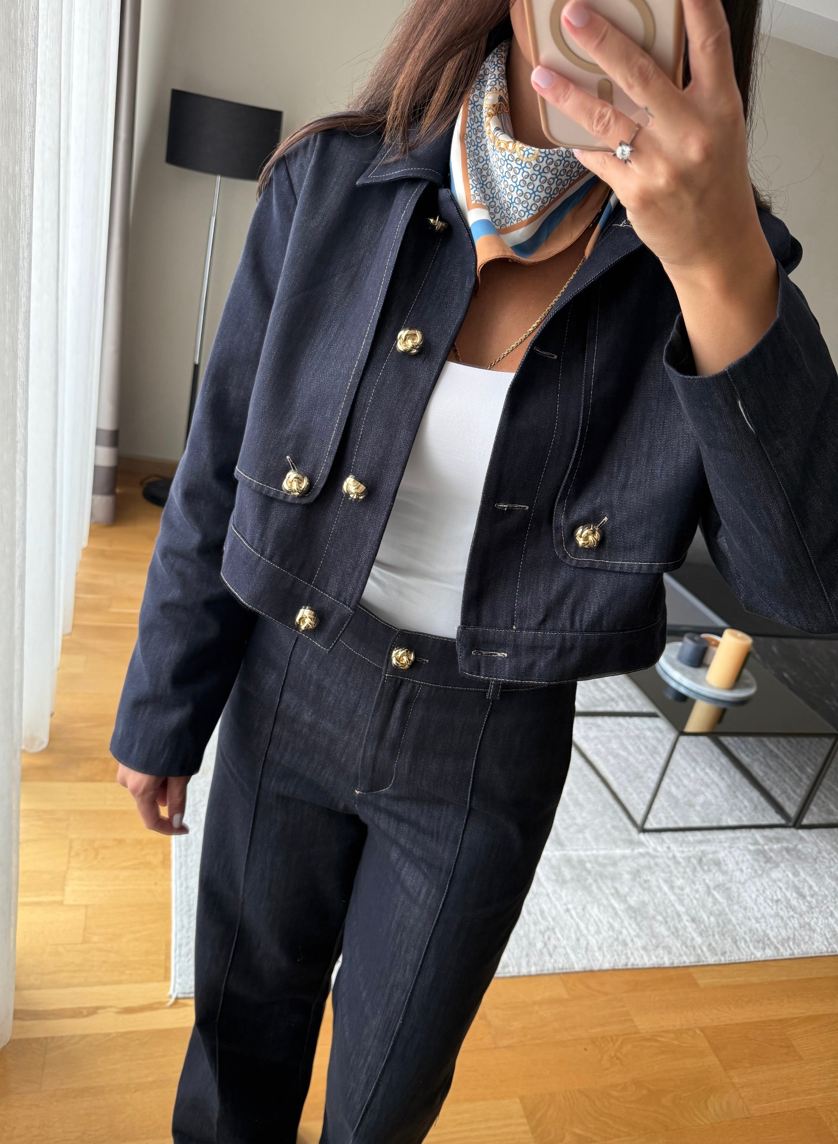 Denim Vatkalı Ceket Pantolon Takım 