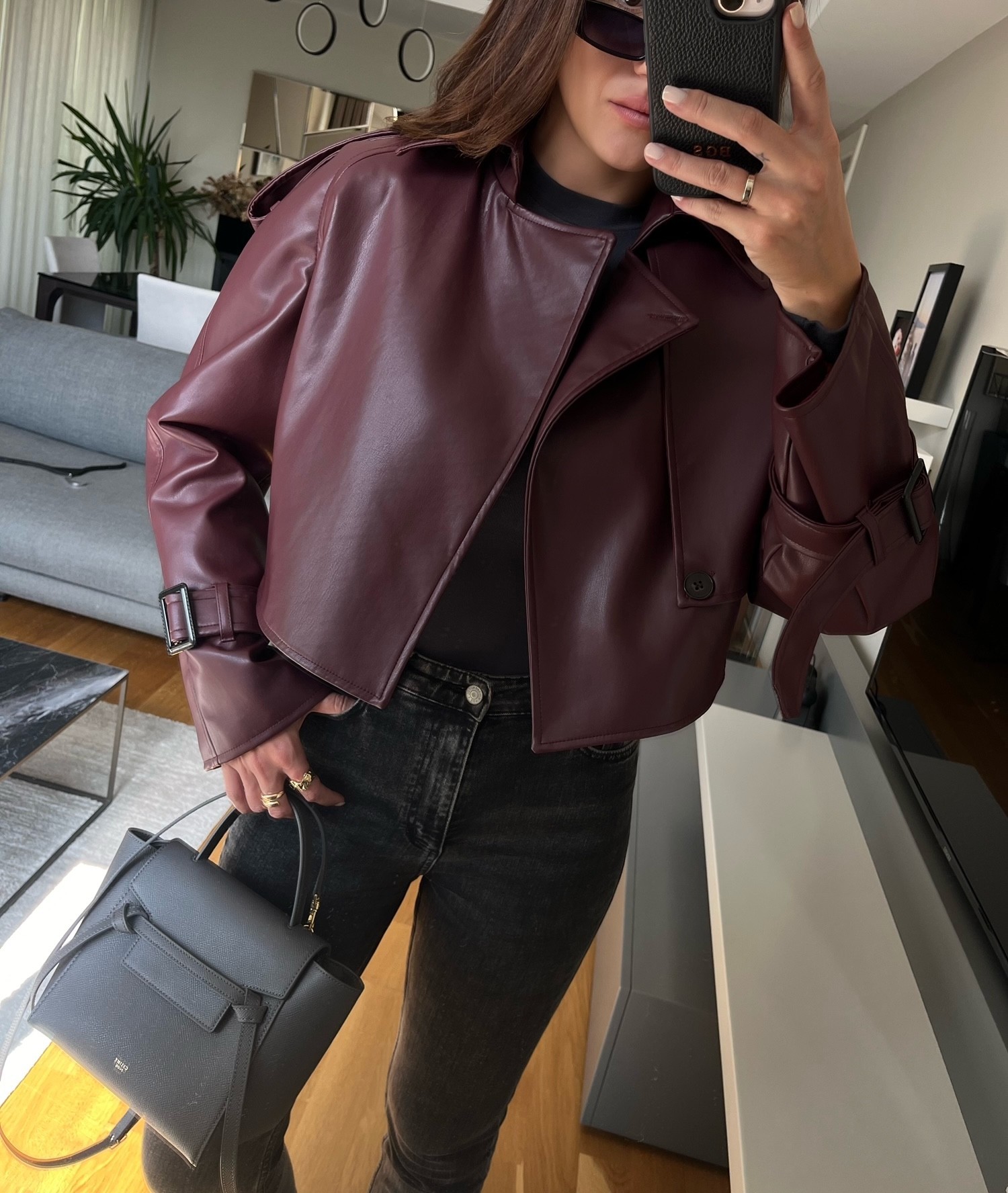 Premium Bordo Deri Ceket 