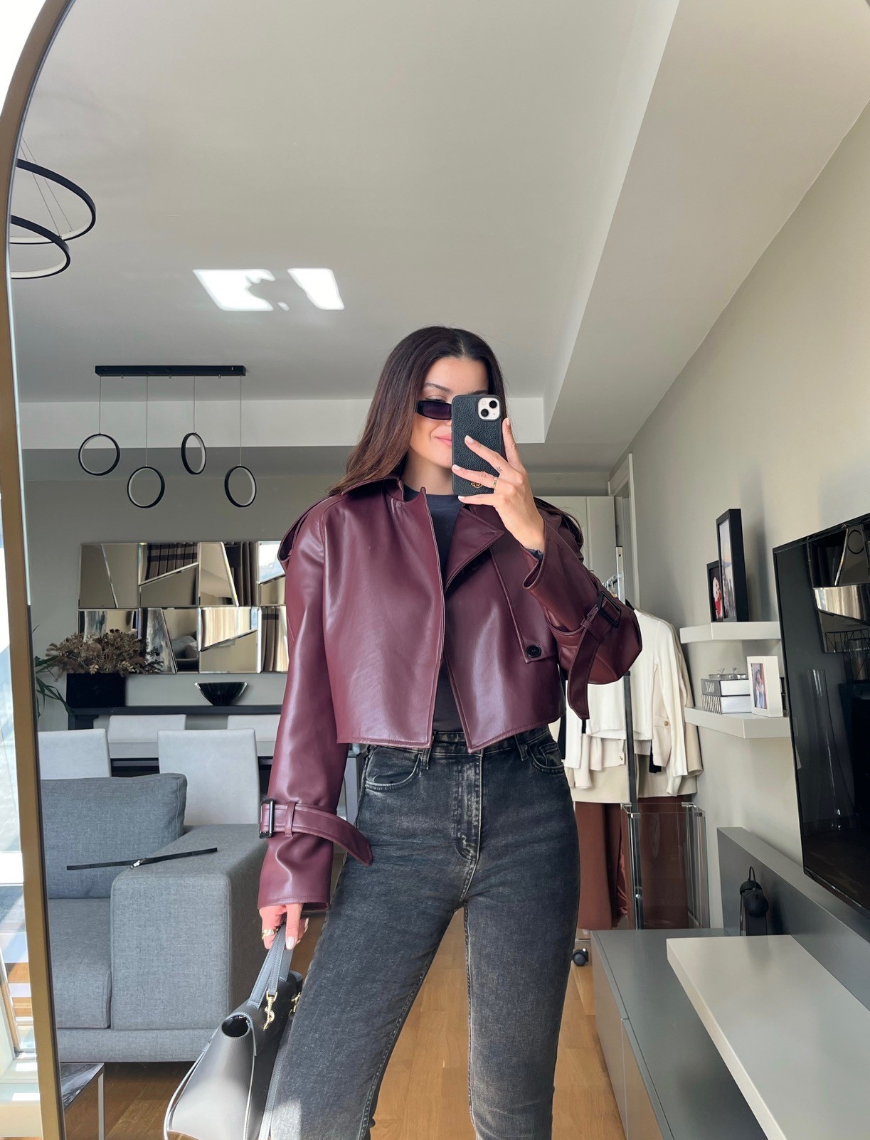 Premium Bordo Deri Ceket 