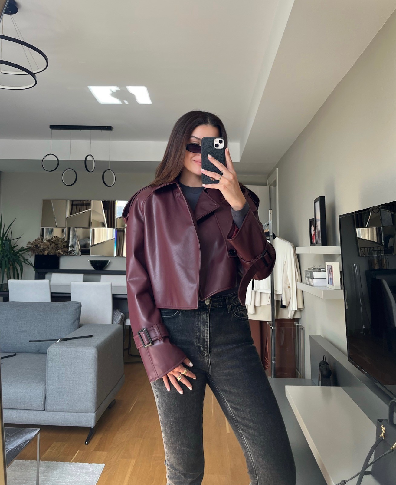 Premium Bordo Deri Ceket 