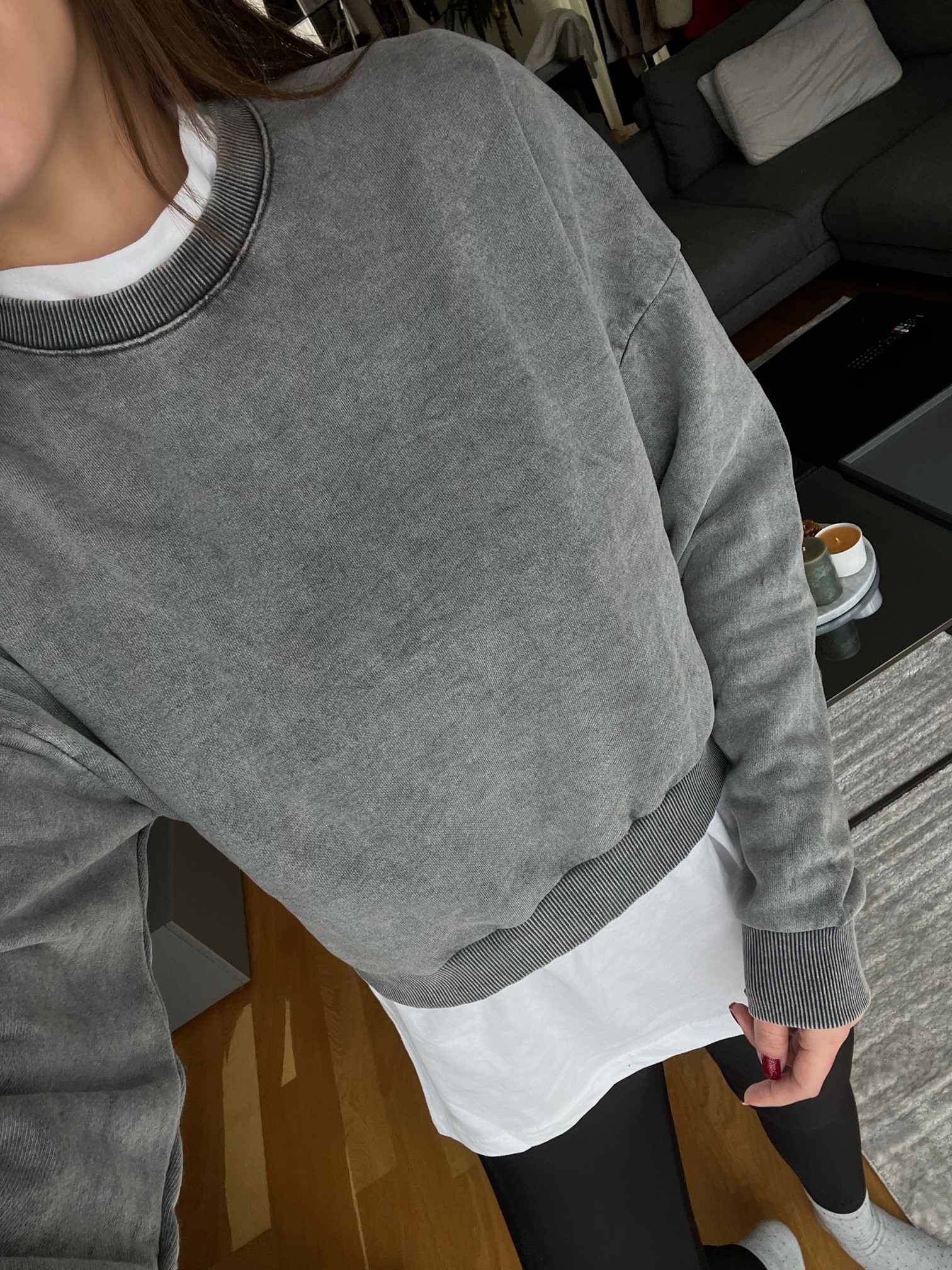 Gri Yıkamalı Sweatshirt