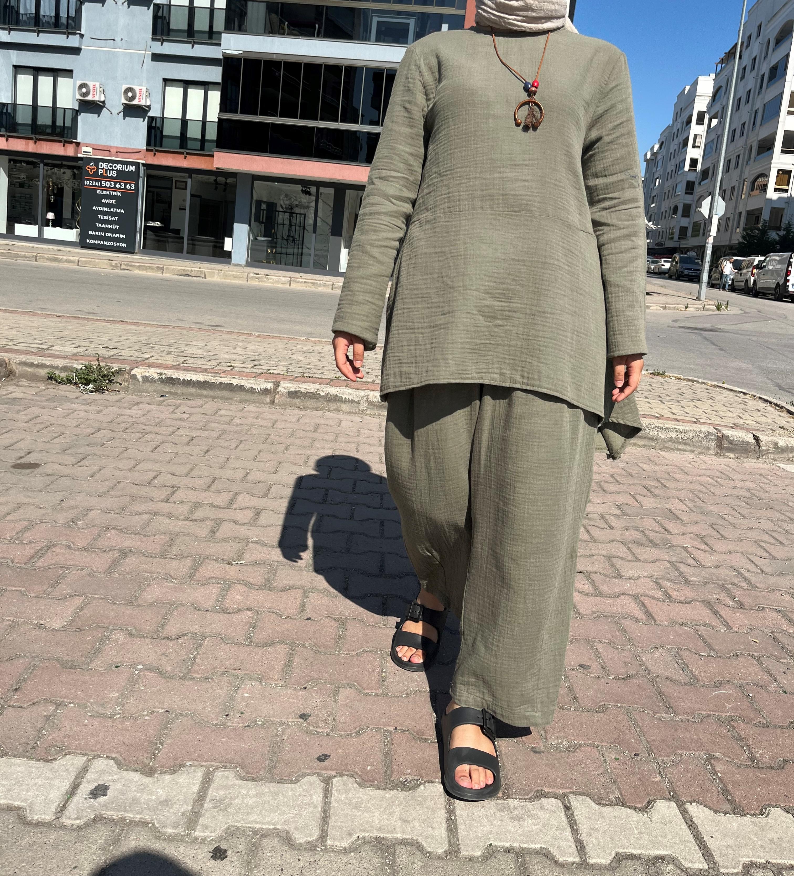 Müslin Takım - Haki Yeşili