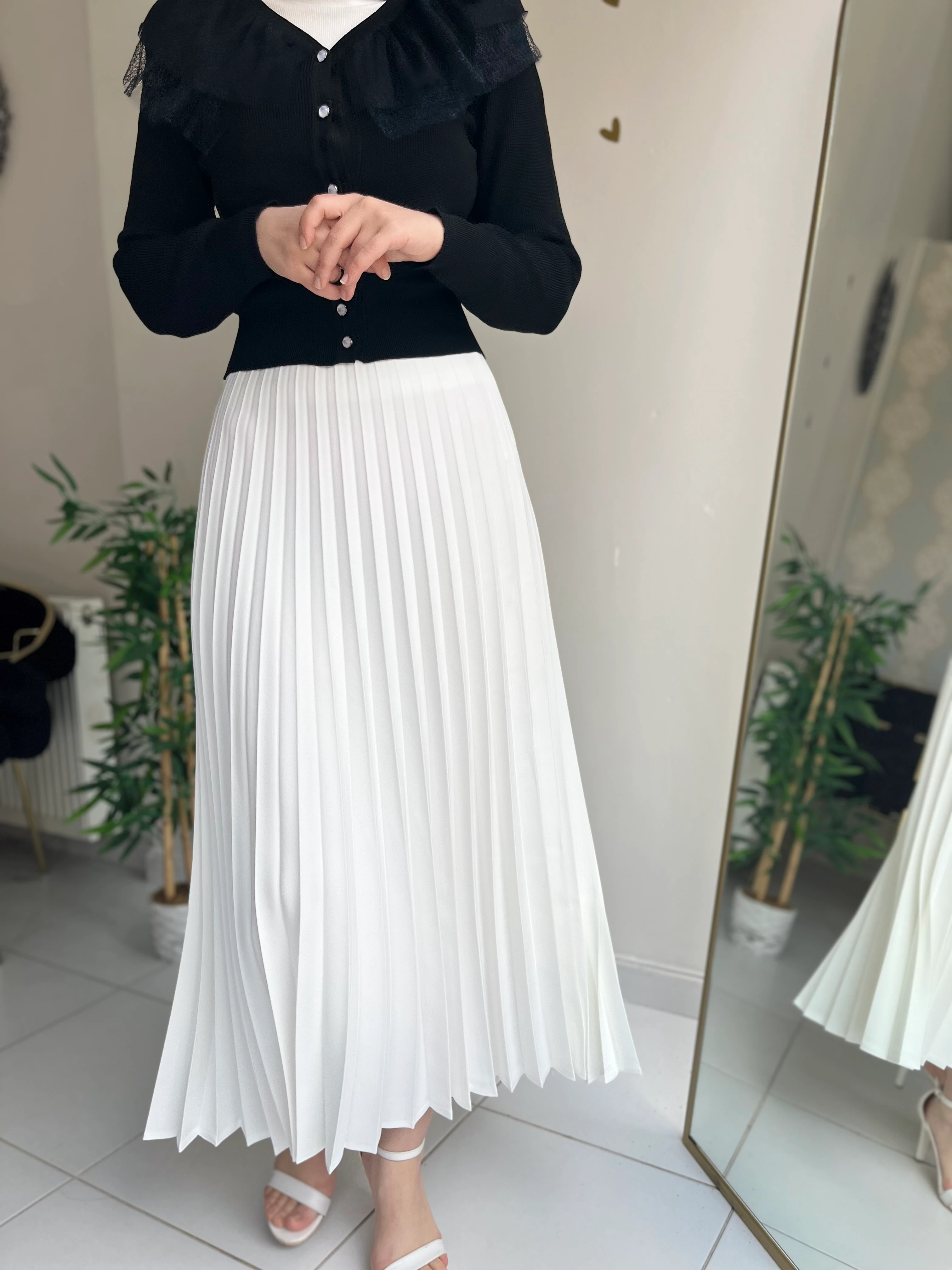 Piliseli Etek - Ekru