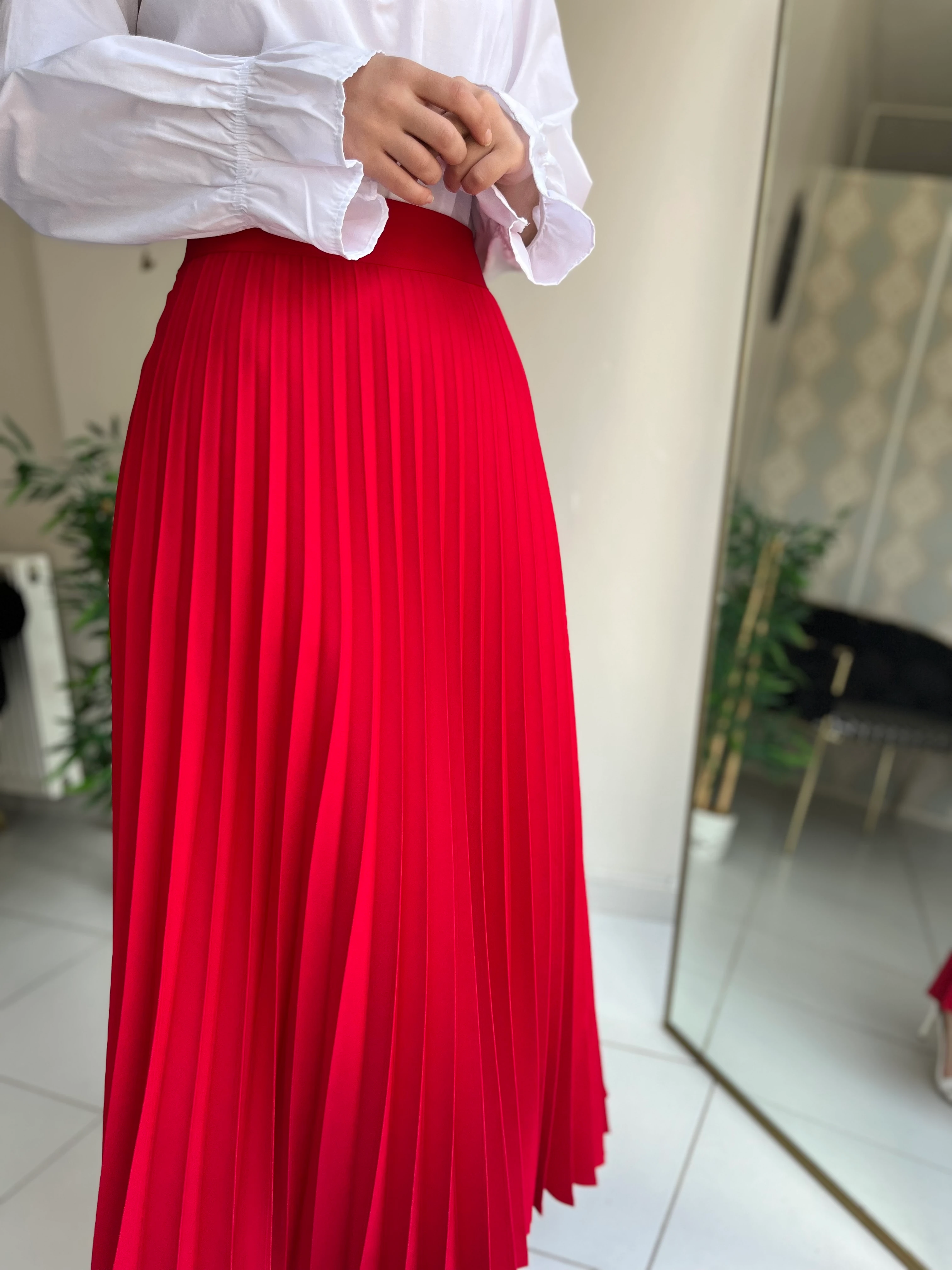 Piliseli Etek - Bordo