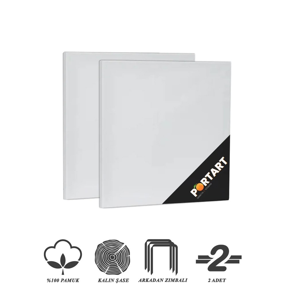 PORTART Tuval %100 Pamuk 20x20 cm 2'li Paket