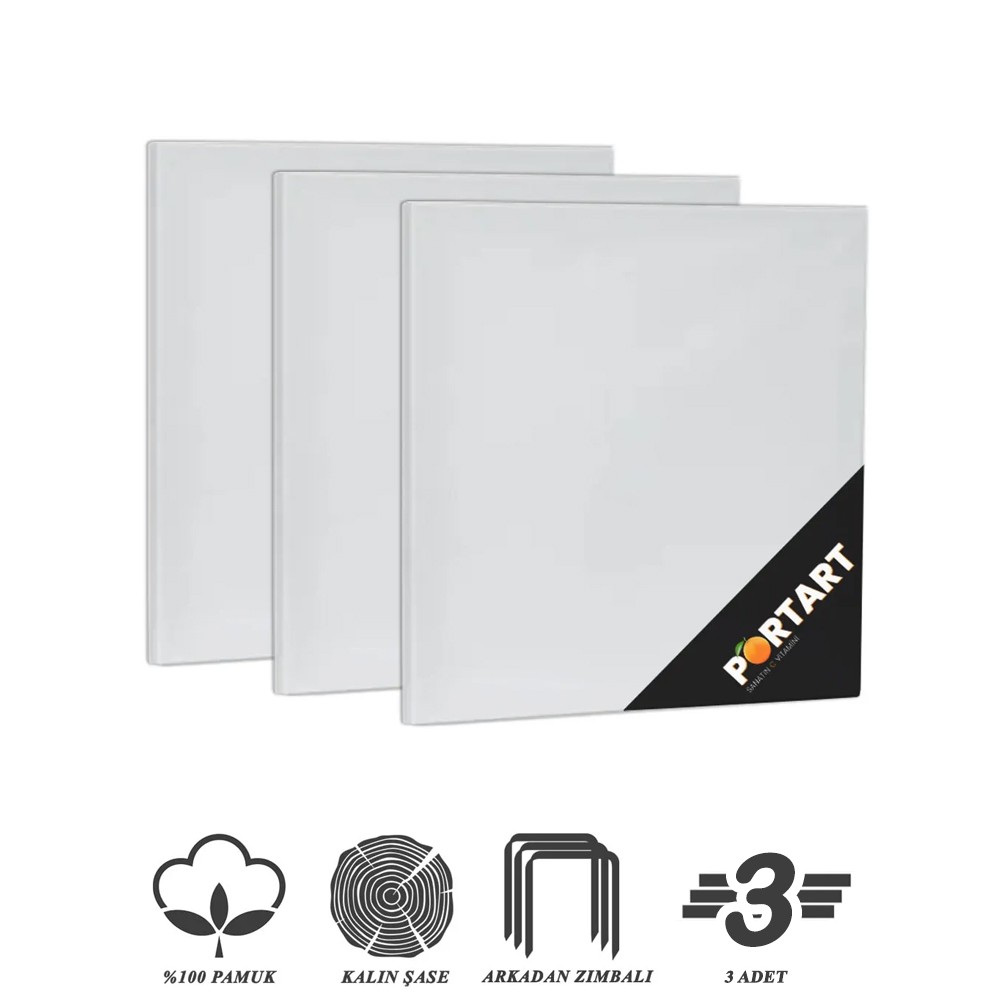 PORTART Tuval %100 Pamuk 70x70 cm 3'lü Paket