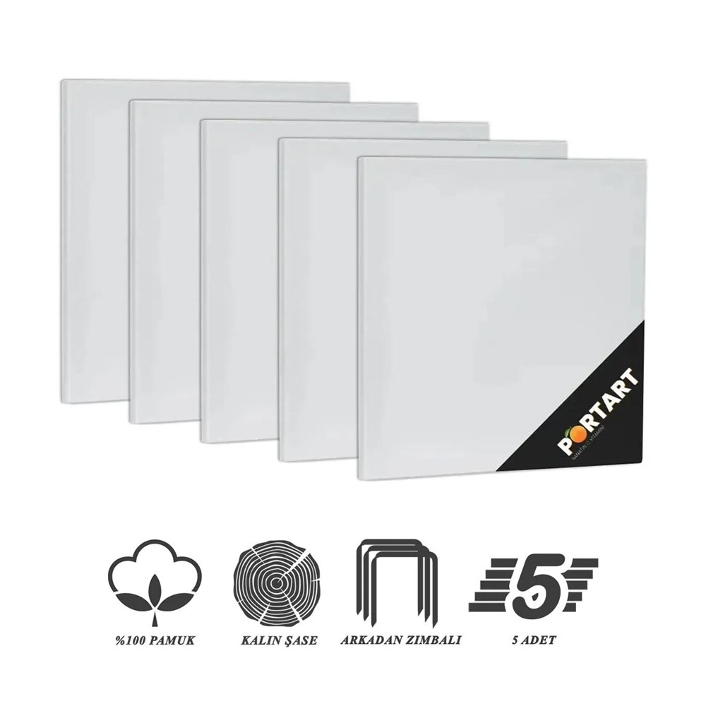 PORTART Tuval %100 Pamuk 15x15 cm 5'li Paket
