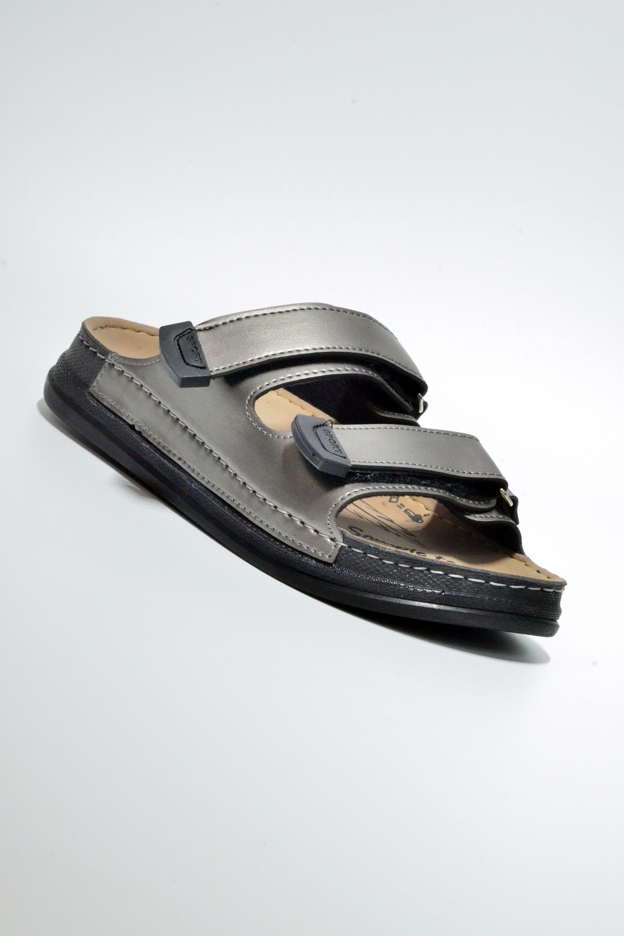 Serra Slippers Cilt Çift Bant Cırtlı Ortapedik Terlik SS2025150