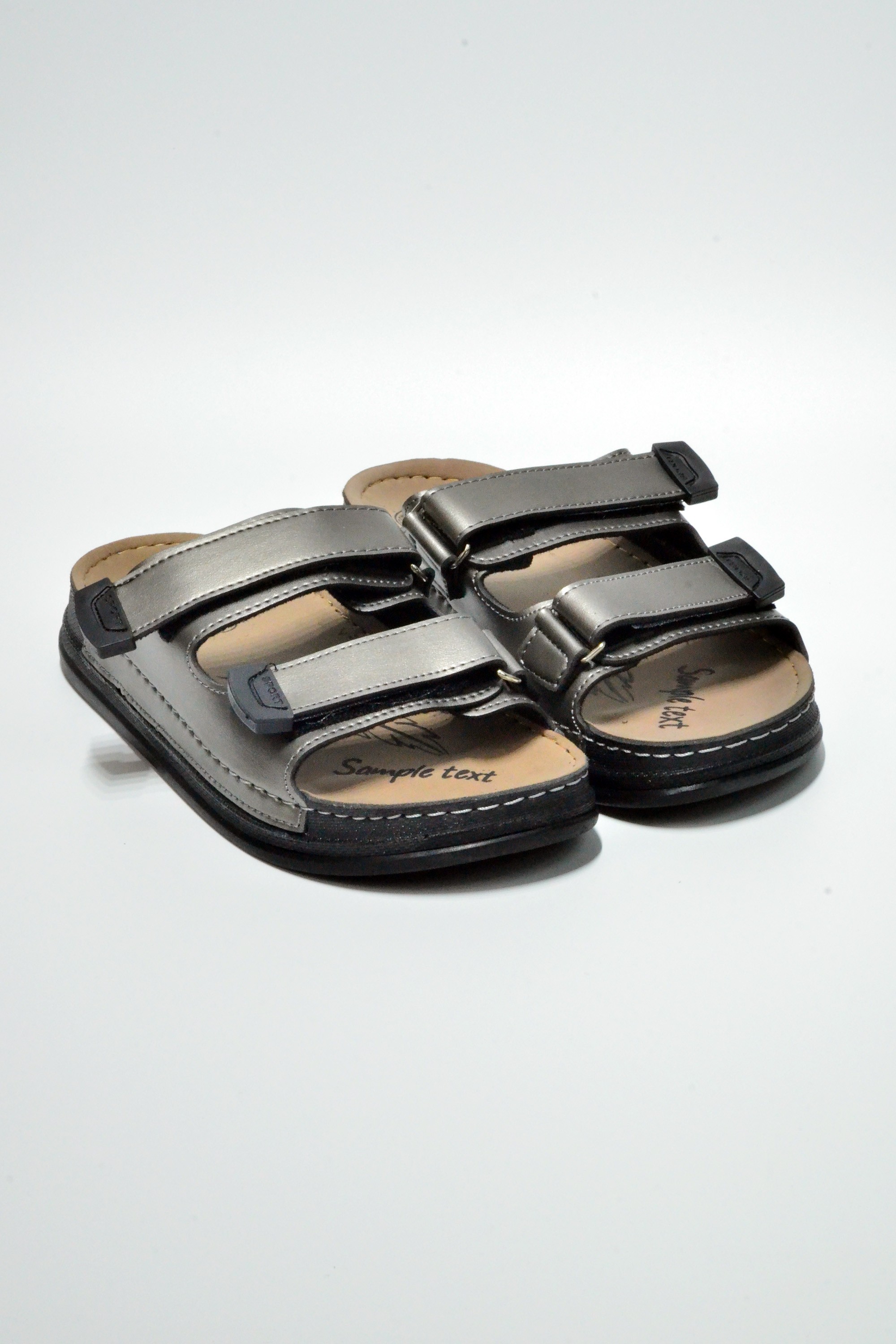Serra Slippers Cilt Çift Bant Cırtlı Ortapedik Terlik SS2025150