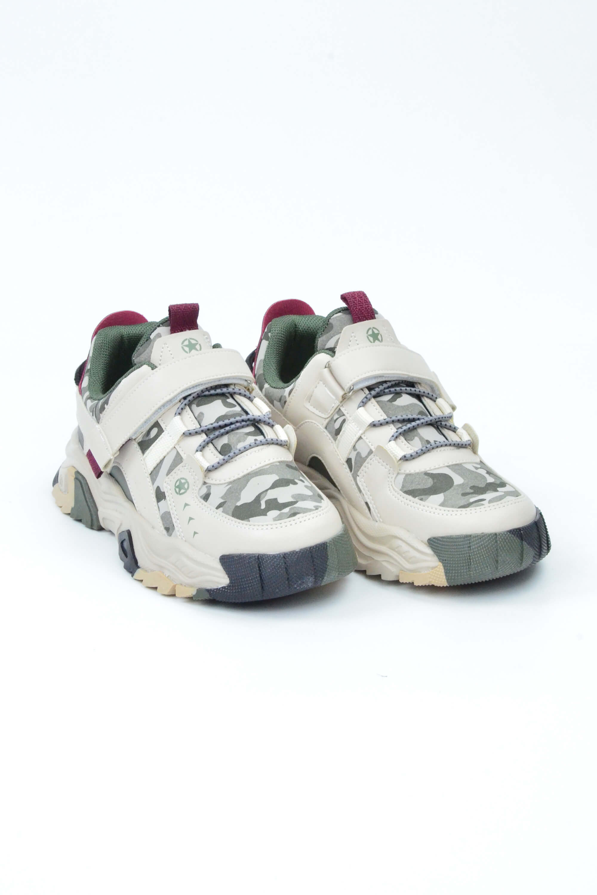 Pepino Kamuflaj Desen Lastikli Cırtlı Filet Outdoor Çocuk Spor Ayakkabı