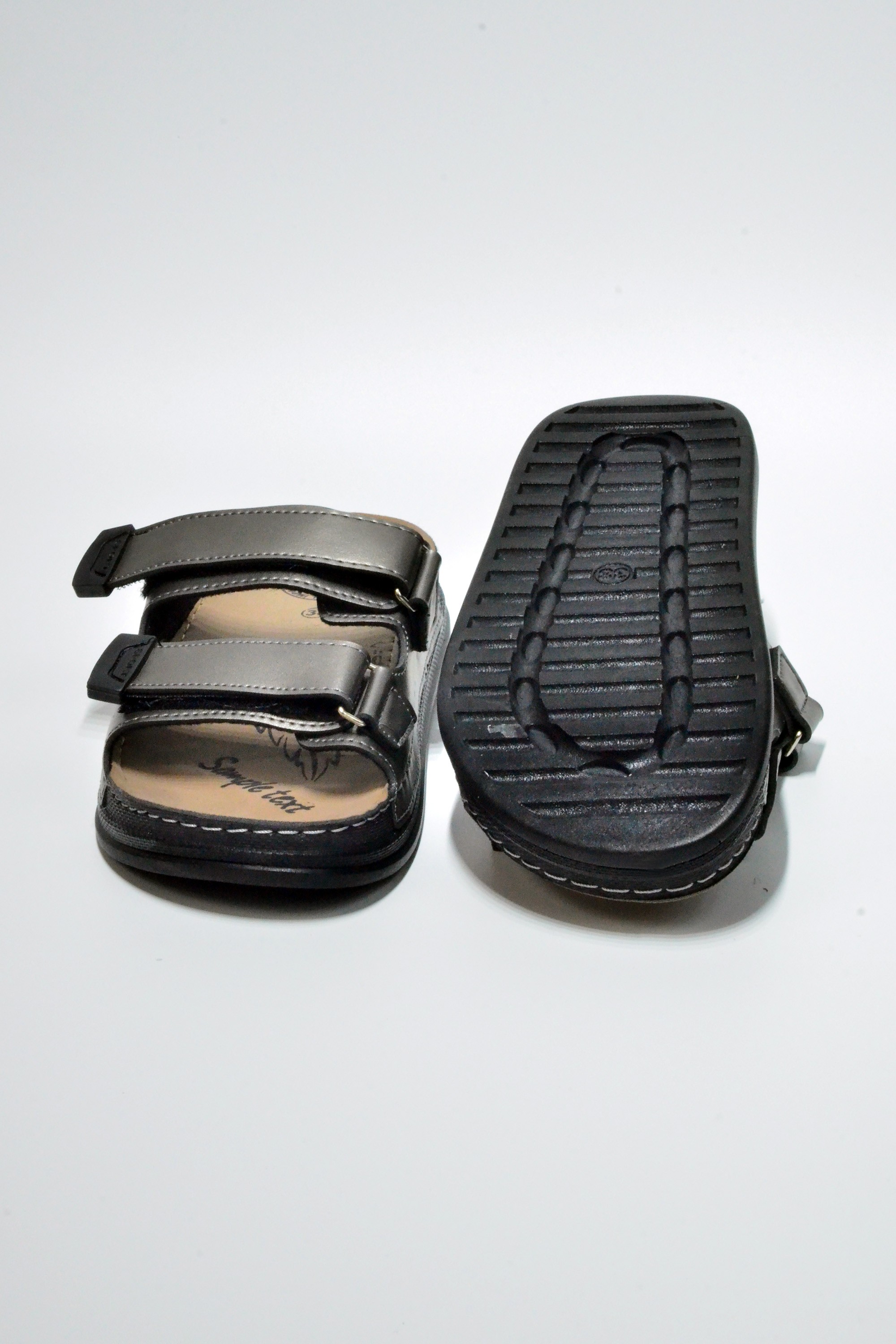Serra Slippers Cilt Çift Bant Cırtlı Ortapedik Terlik SS2025150