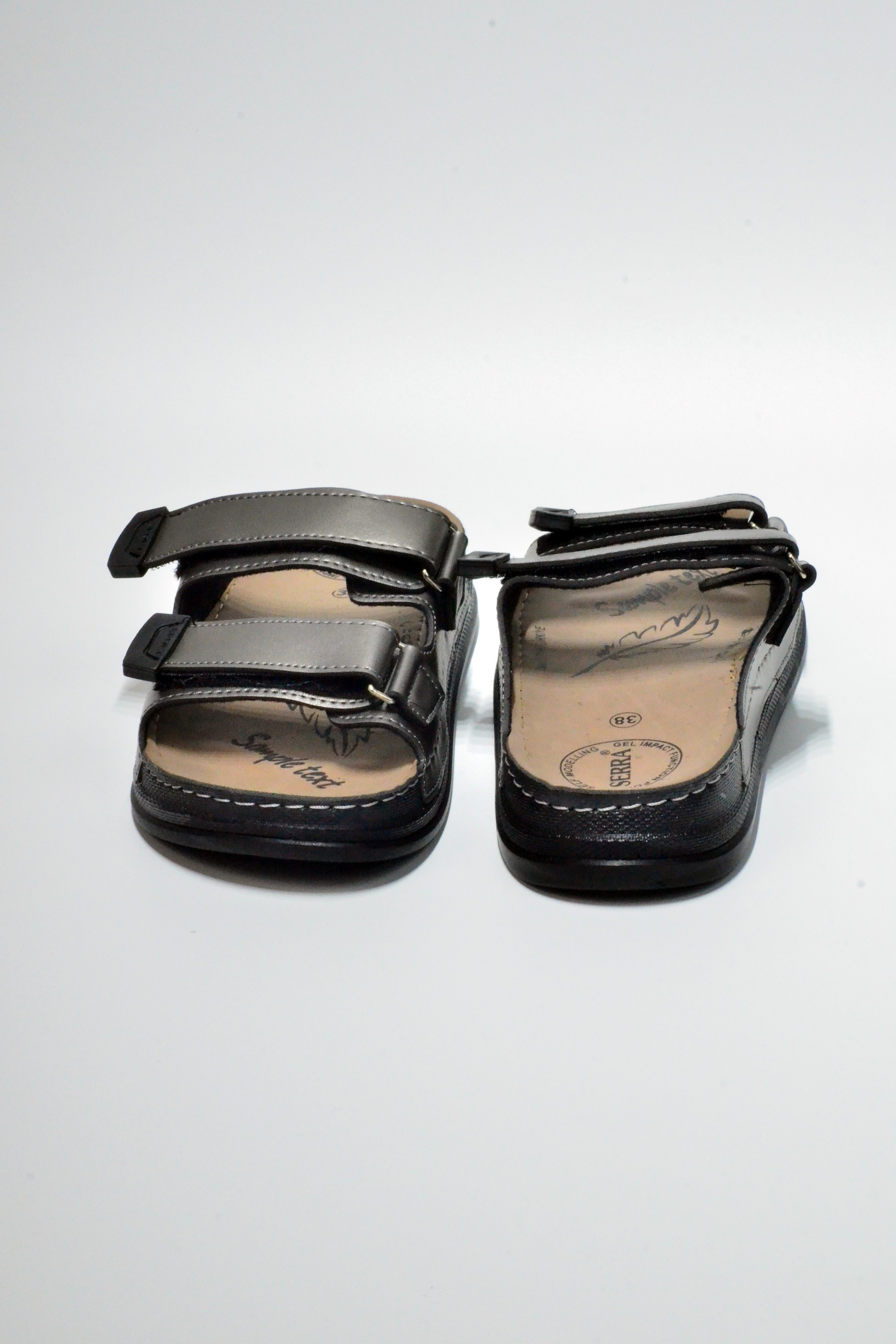Serra Slippers Cilt Çift Bant Cırtlı Ortapedik Terlik SS2025150