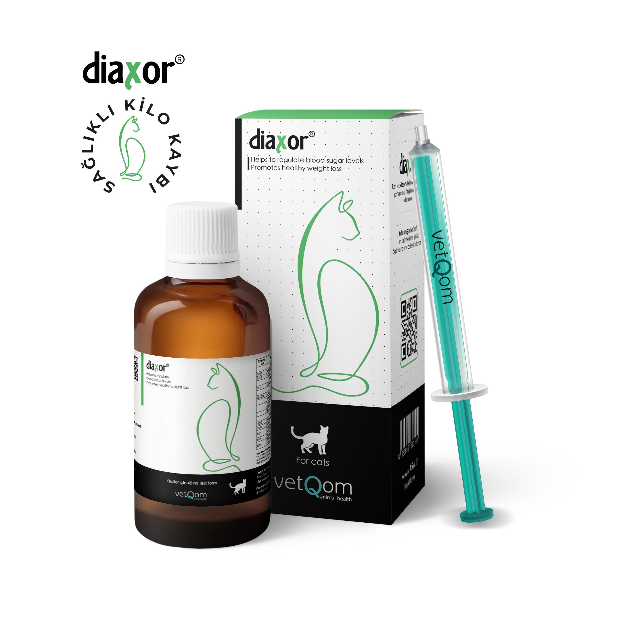 Diaxor Kedi – Sağlıklı Kilo Kaybı  – Glukoz Seviyelerinin Düzenlenmesi – 45ml.