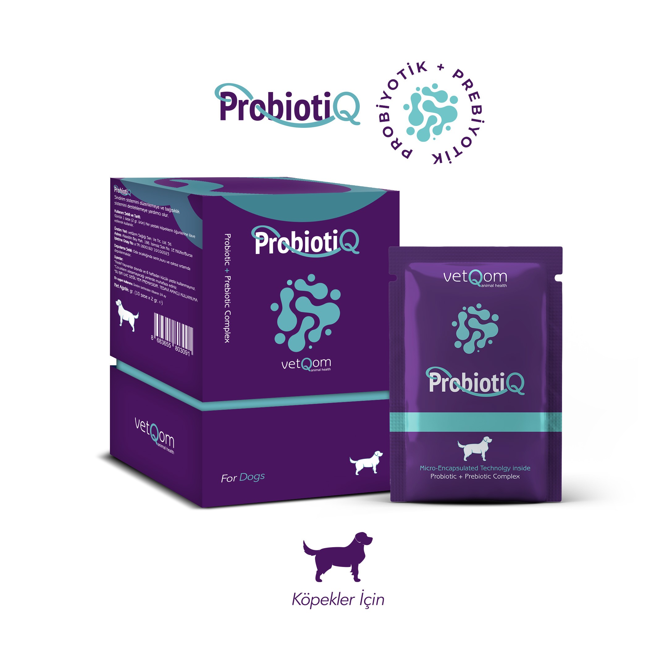 Köpek ProbiotiQ – Probiyotik + Prebiyotik Kompleks – 10 saşe