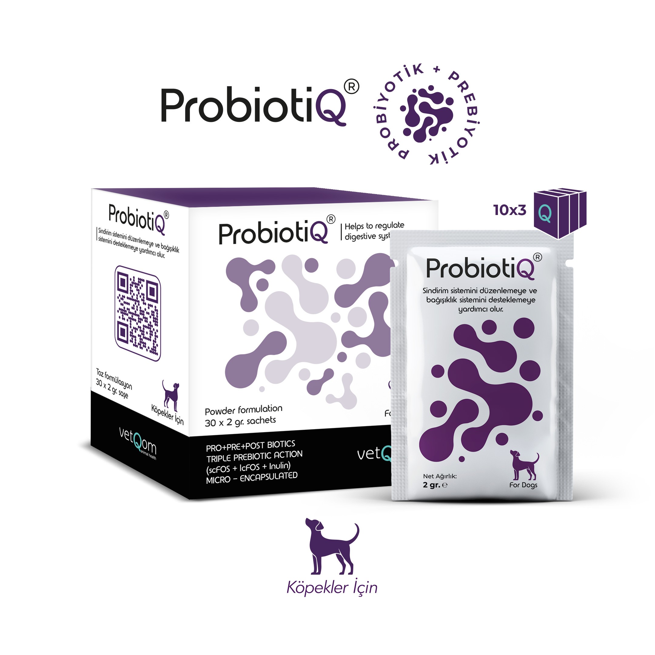 Köpek ProbiotiQ – Probiyotik + Prebiyotik Kompleks – 30 saşe