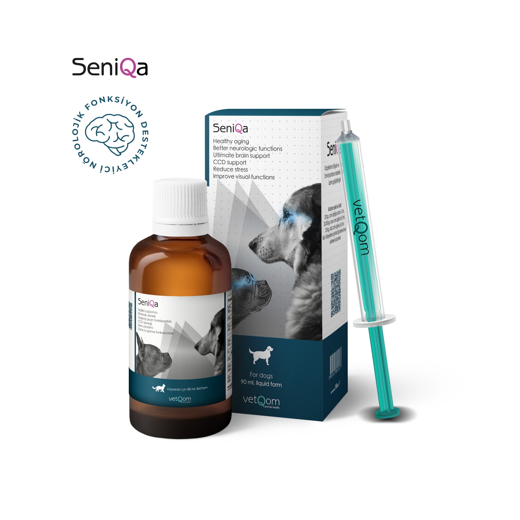 SeniQa Köpek - Bilişsel ve Nörolojik Fonksiyon Destekleyici (Sıvı Formül) 90 ml.