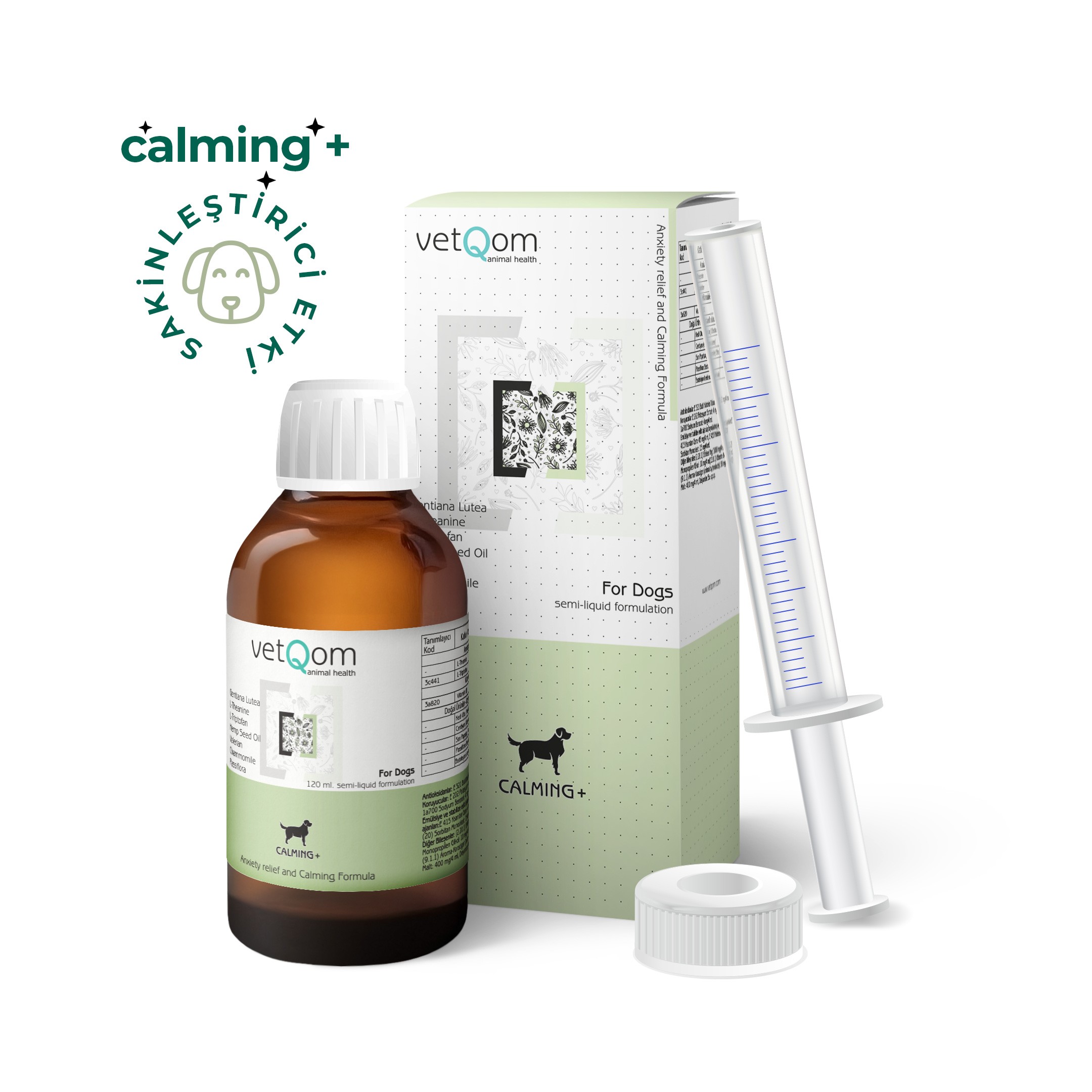 Köpek Calming+ Stres Yönetimi – Kaygı Kontrolü – 120 ml.