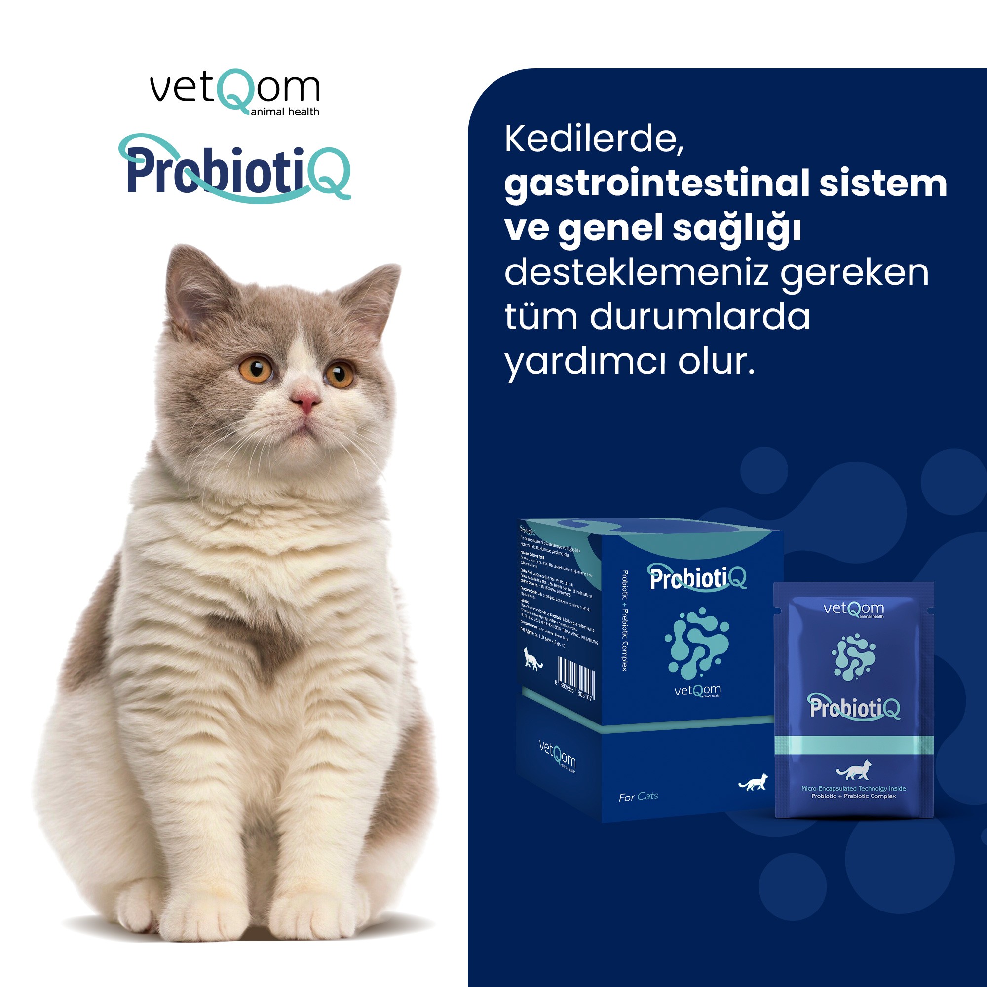 Kedi ProbiotiQ – Probiyotik + Prebiyotik Kompleks – 10 saşe