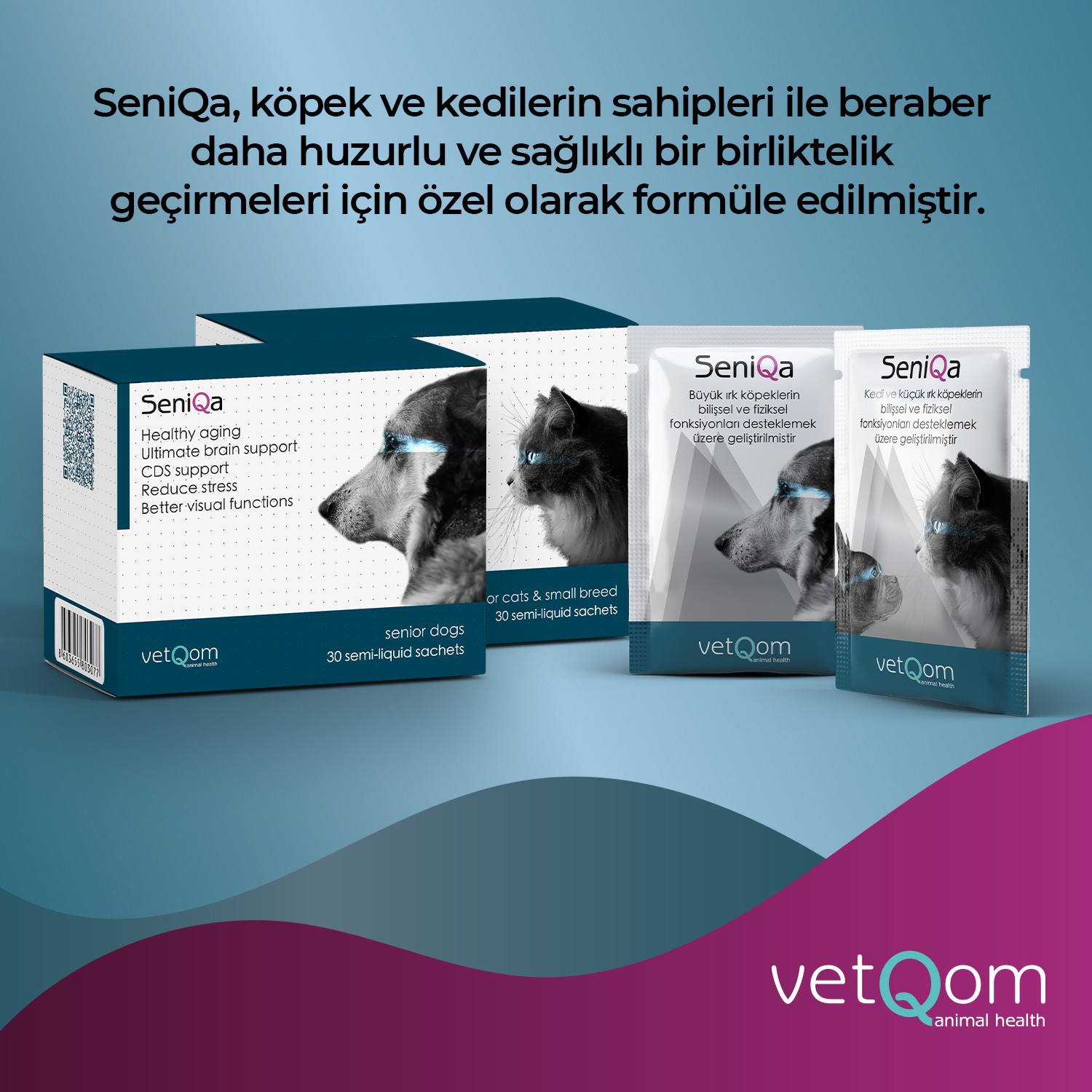 SeniQa Cat and Small Breed Dog – Cognitive and Neurological Function Supporter – 30 sachets