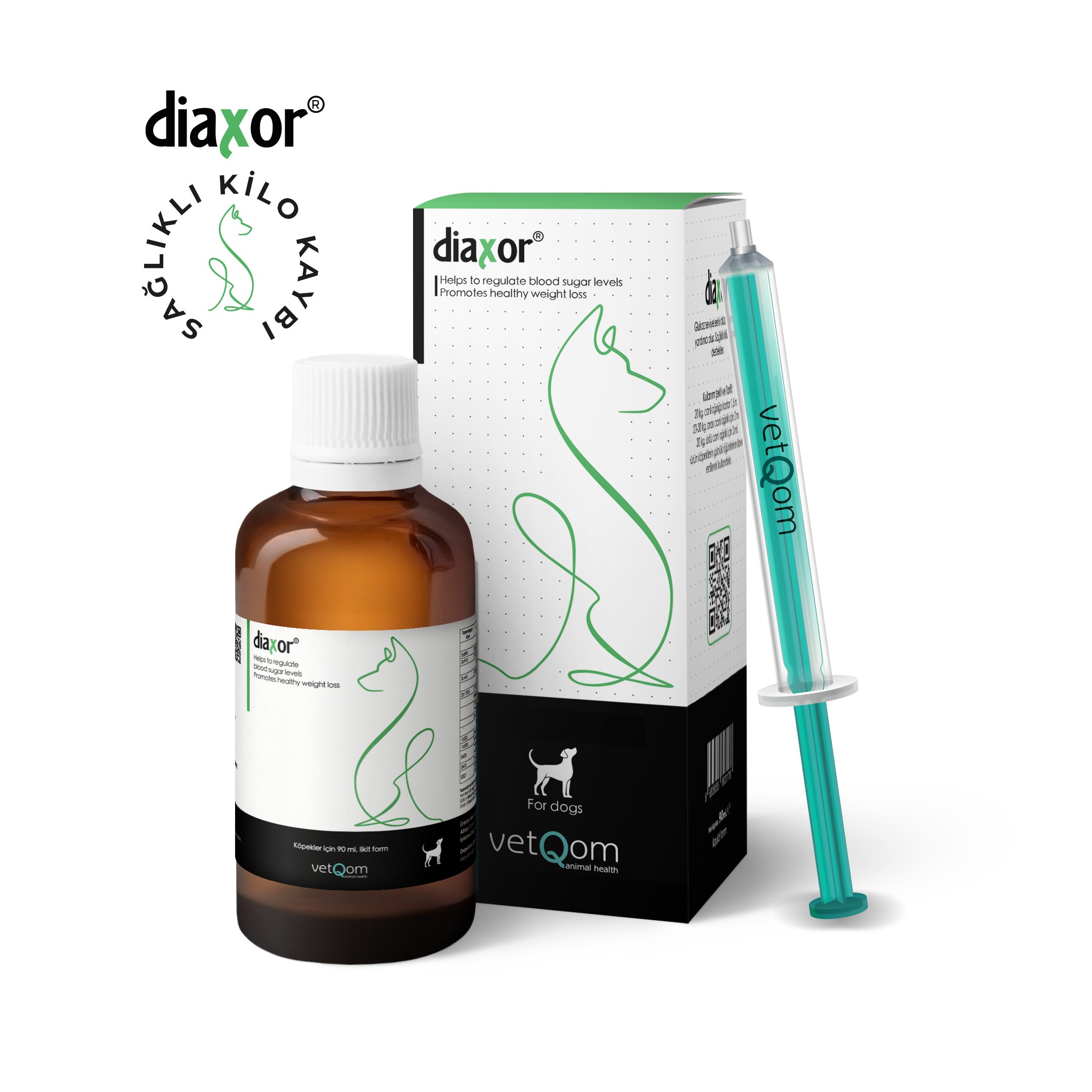 Diaxor Köpek – Sağlıklı Kilo Kaybı  – Glukoz Seviyelerinin Düzenlenmesi – 45ml.