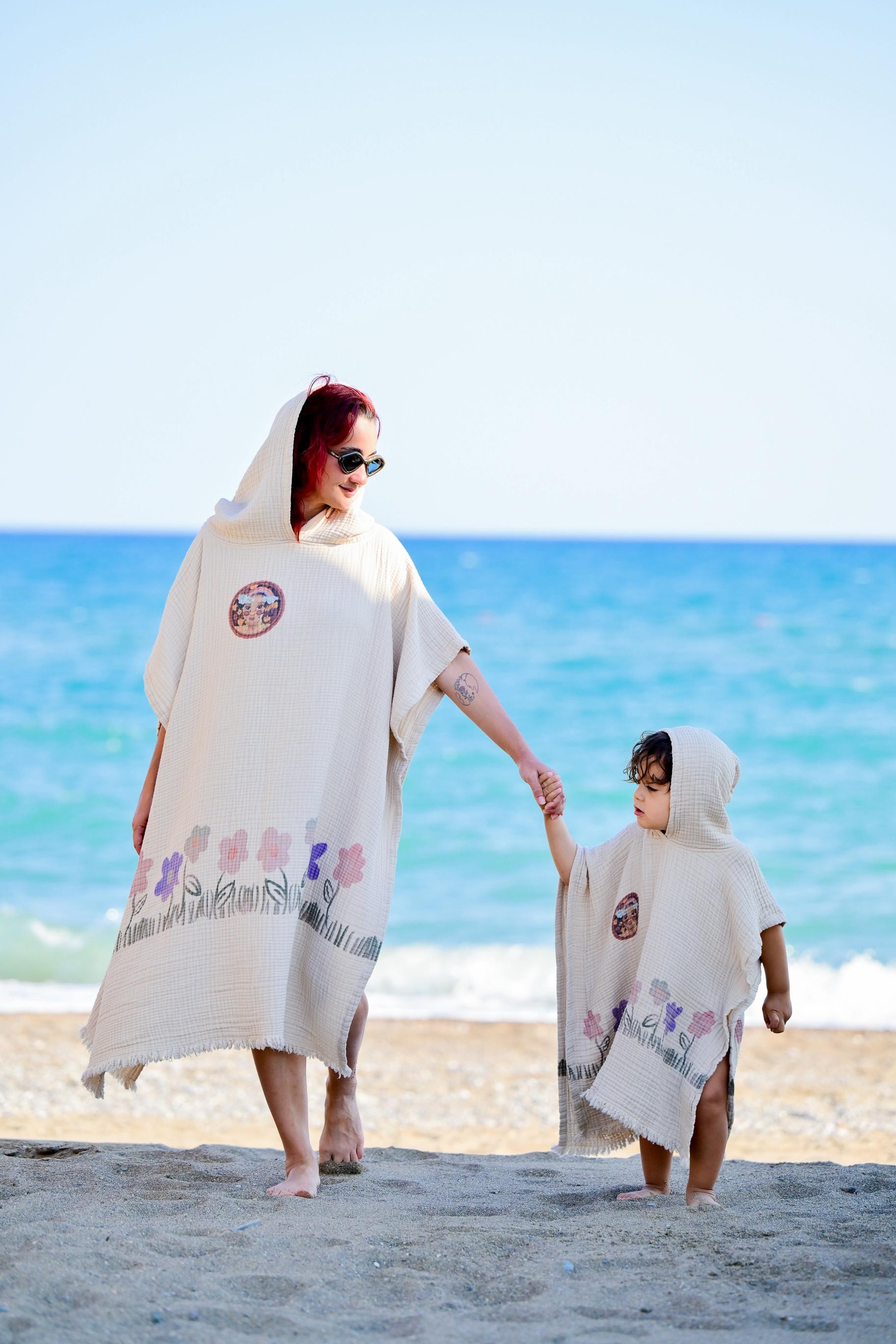 Anne Çocuk Takım Müslin Panço: Nature Knows Model
