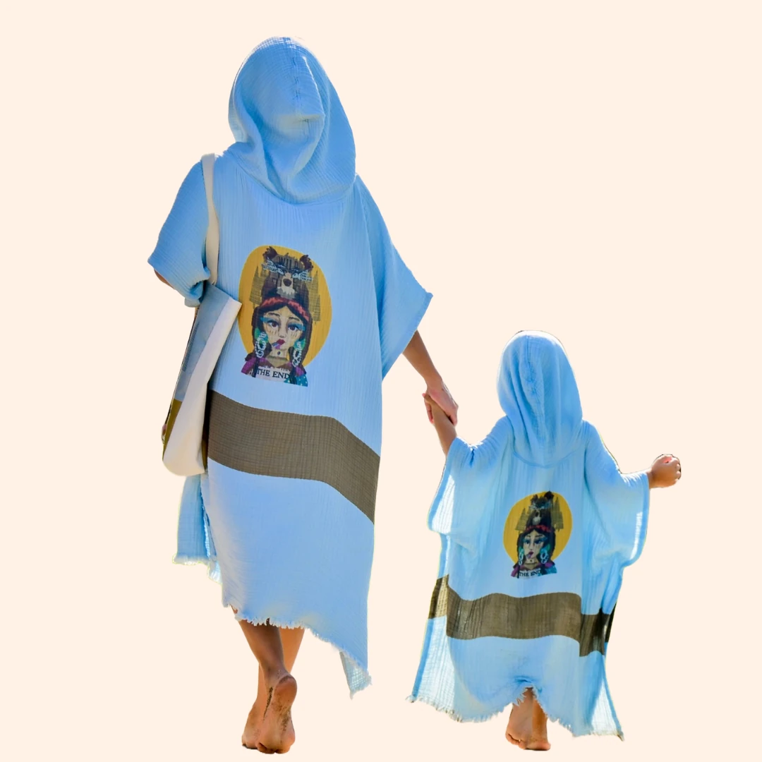 Yetişkin - Çocuk Takım Müslin Panço: Free Spirit Model