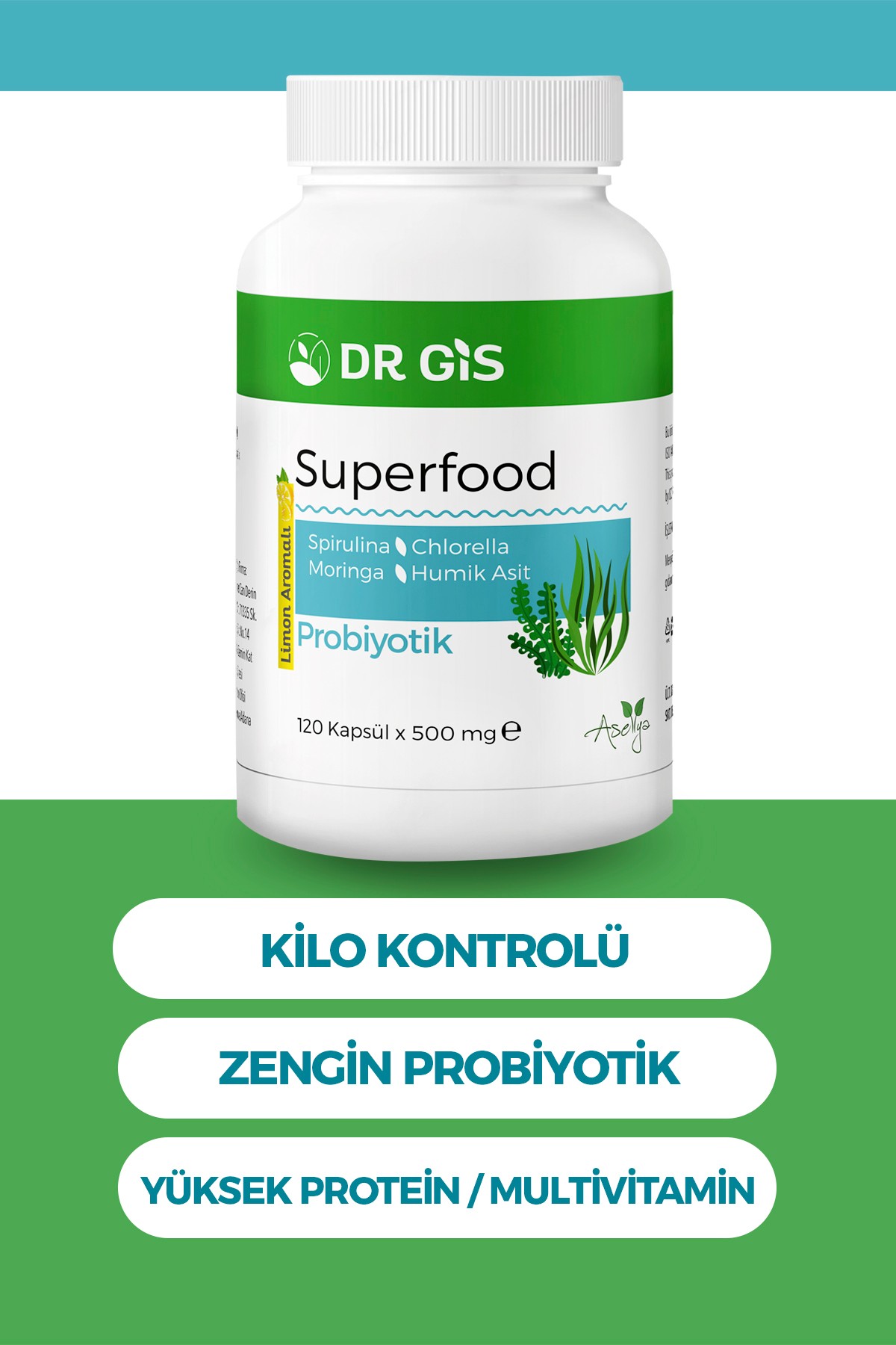 Dr. Giss Superfood Spirulina Chlorella Moringa Hümik Asit İçeren Takviye Edici Gıda