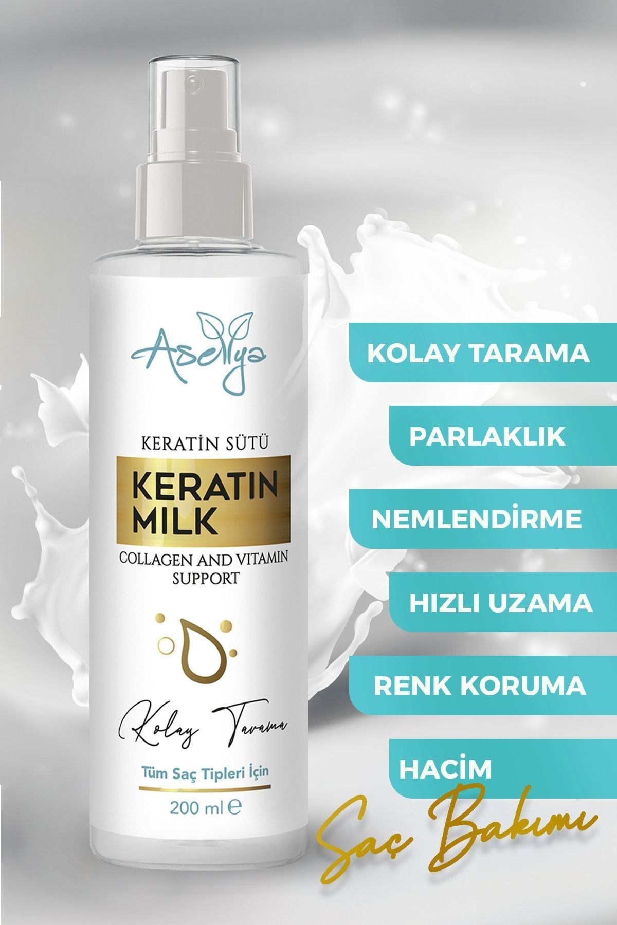 ASELYA KERATİN KOLAJEN SAÇ BAKIM SÜTÜ 200 ML