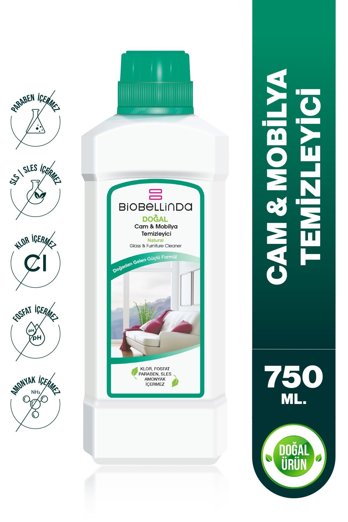 BİOBELLİNDA CAM & MOBİLYA TEMİZLEYİCİ 750 ML