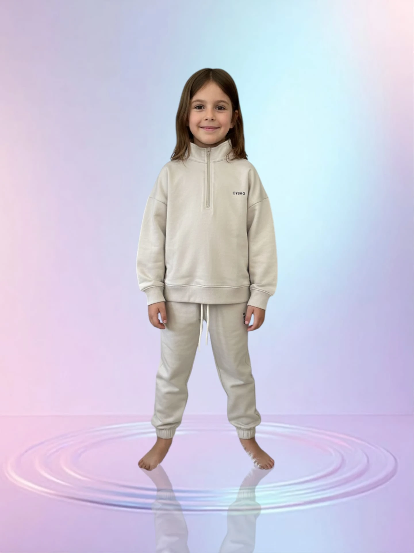 OYSHO MODAL KUMAŞ DİKYAKA FERMUAR TAKIM BEYAZ