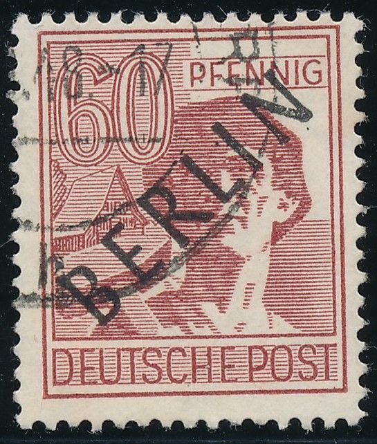 Berlin, 1948 - "Müttefik İşgal Bölgesi" pulları üzerine siyah sürşarj, Damgalı, 60Pfg