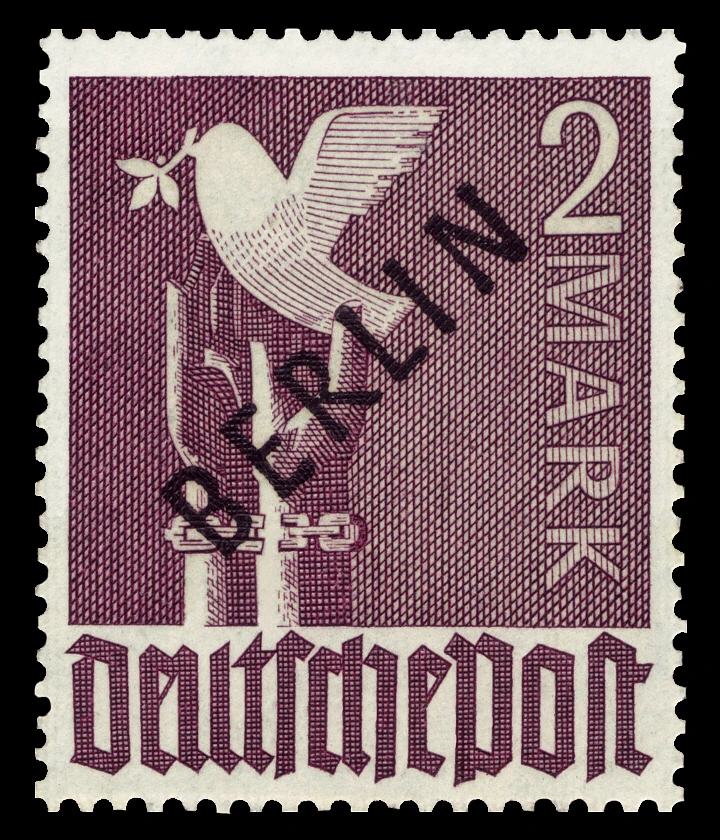 Berlin, 1948 - "Müttefik İşgal Bölgesi" pulları üzerine siyah sürşarj, MNH Damgasız, 2Mk