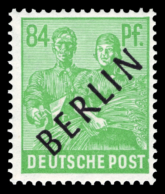 Berlin, 1948 - "Müttefik İşgal Bölgesi" pulları üzerine siyah sürşarj, MNH Damgasız, 84Pfg