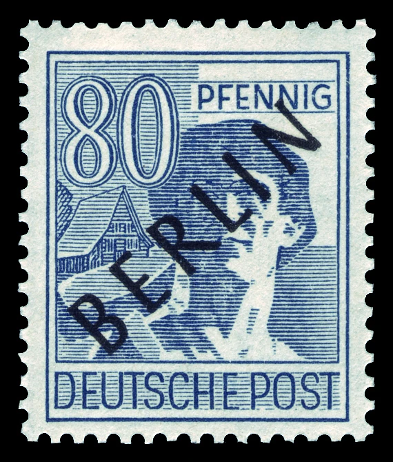 Berlin, 1948 - "Müttefik İşgal Bölgesi" pulları üzerine siyah sürşarj, MNH Damgasız, 80Pfg