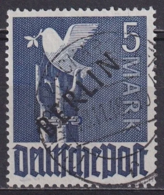 Berlin, 1948 - "Müttefik İşgal Bölgesi" pulları üzerine siyah sürşarj, Damgalı, 5Mk