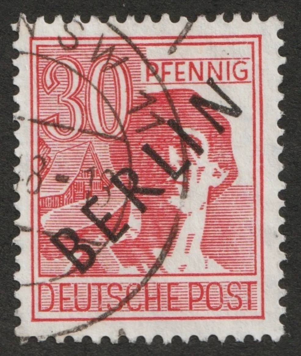 Berlin, 1948 - "Müttefik İşgal Bölgesi" pulları üzerine siyah sürşarj, Damgalı, 30Pfg