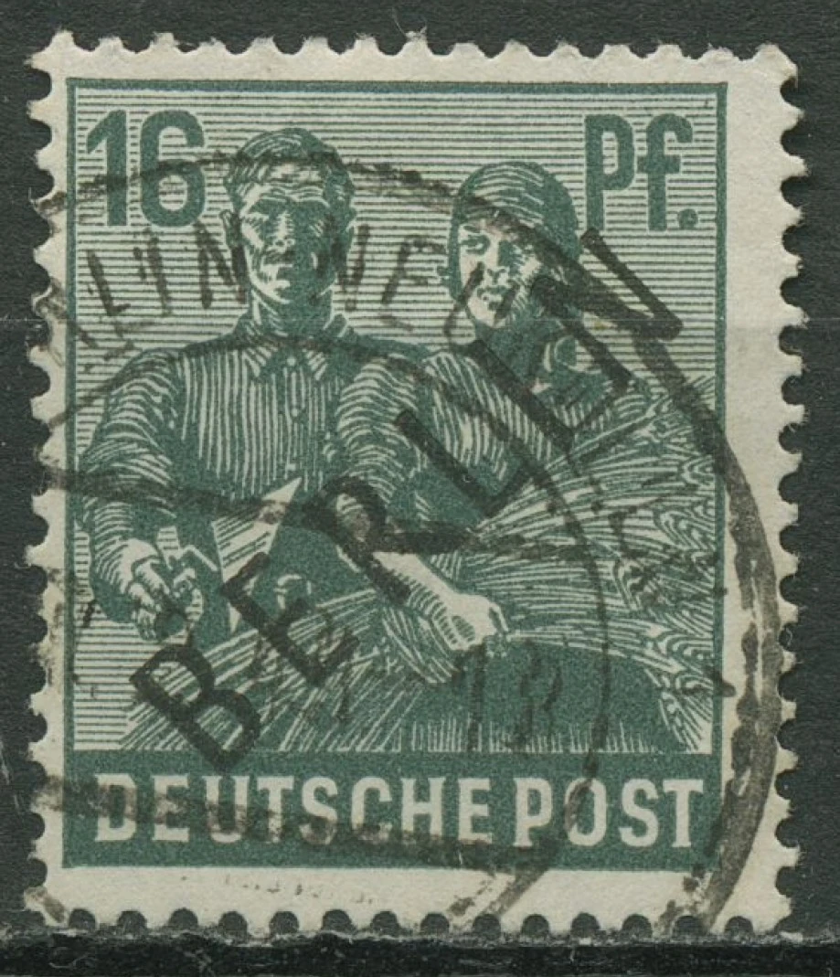 Berlin, 1948 - "Müttefik İşgal Bölgesi" pulları üzerine siyah sürşarj, Damgalı, 16Pfg