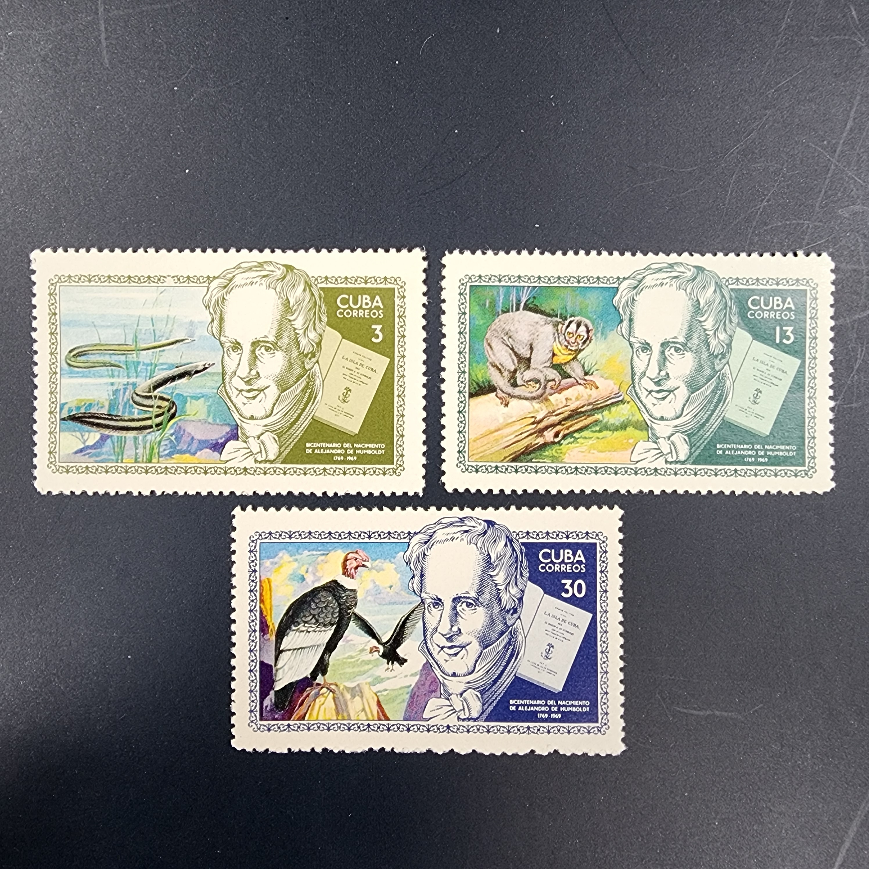 Küba, 1969, Alexander von Humboldt'un Doğumunun 200. Yıldönümü [Mi.Nr:CU 1502-1504]