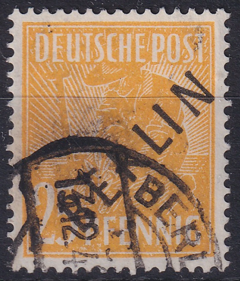 Berlin, 1948 - "Müttefik İşgal Bölgesi" pulları üzerine siyah sürşarj, Damgalı, 25Pfg