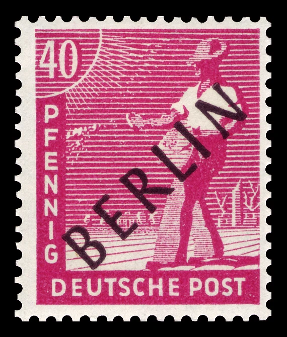 Berlin, 1948 - "Müttefik İşgal Bölgesi" pulları üzerine siyah sürşarj, MNH Damgasız, 40Pfg