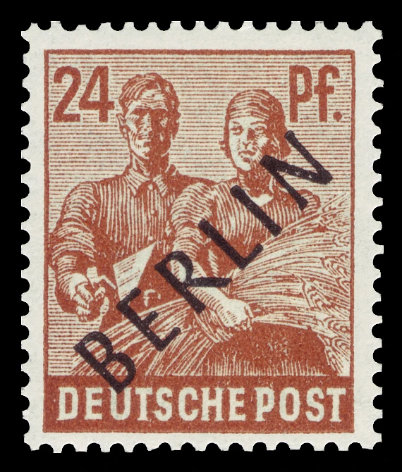 Berlin, 1948 - "Müttefik İşgal Bölgesi" pulları üzerine siyah sürşarj, MNH Damgasız, 24Pfg